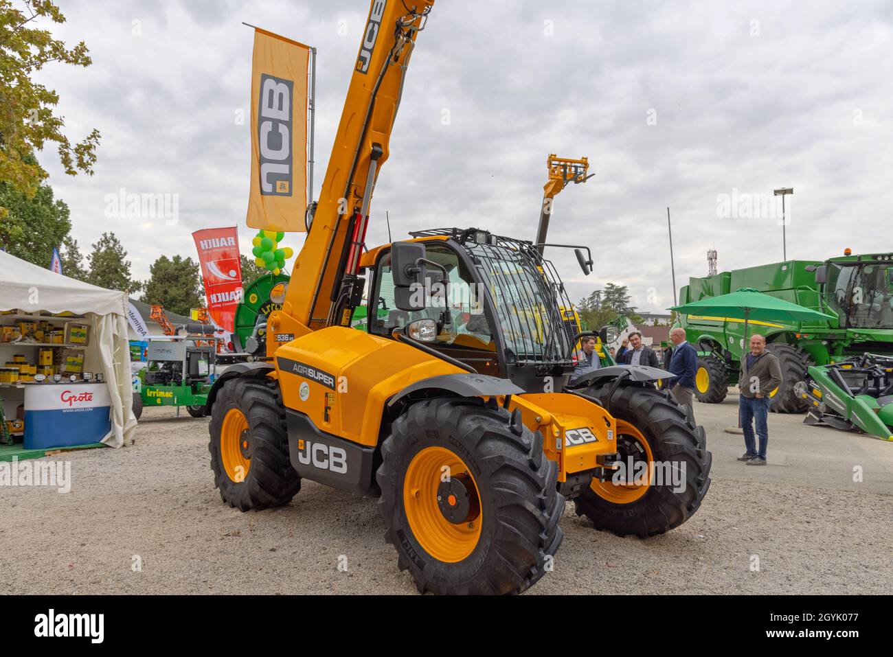 Novi Sad, Serbia - September 21, 2021: Jcb Farm Equipment Machines at Agriculture Expo Trade Fair. Stock Photo
