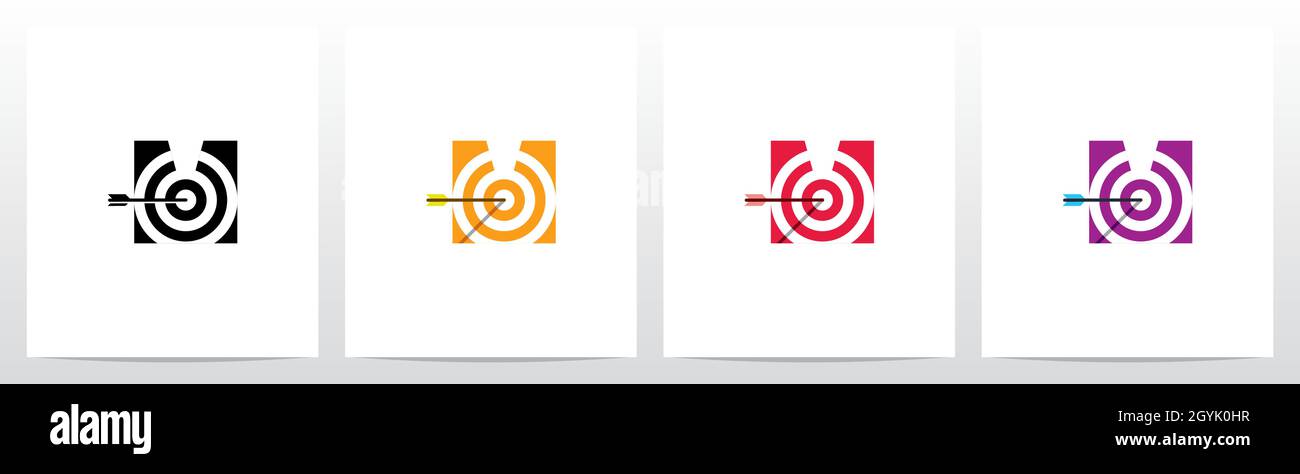 Arrow Target On Letter Logo Design M Stock Vector