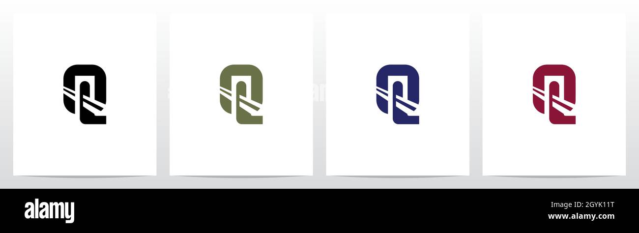 Bridge Inside Letter Logo Design Q Stock Vector