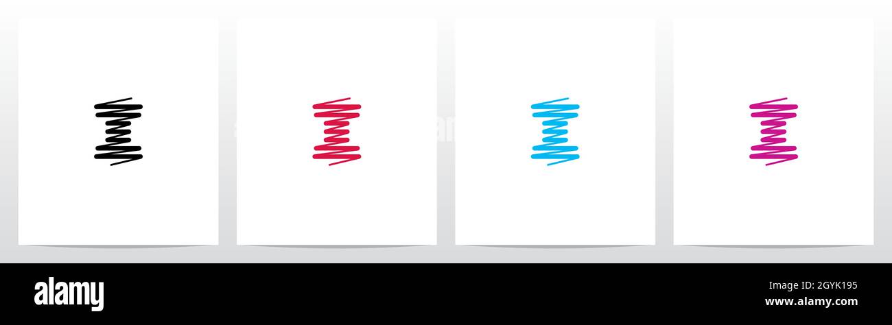 Scribble Forming Letter Logo Design I Stock Vector