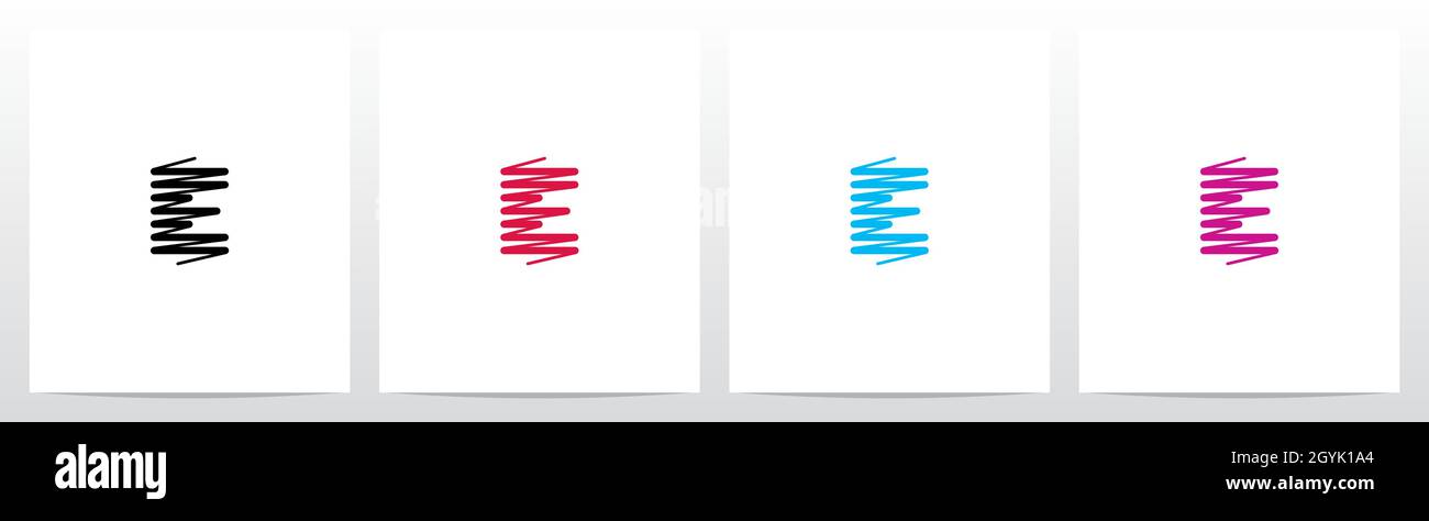 Scribble Forming Letter Logo Design E Stock Vector