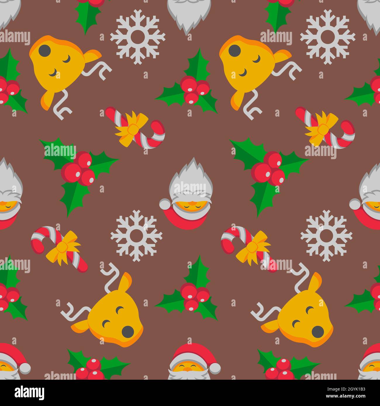 Seamless pattern cute cartoon icon character related to Christmas Stock ...