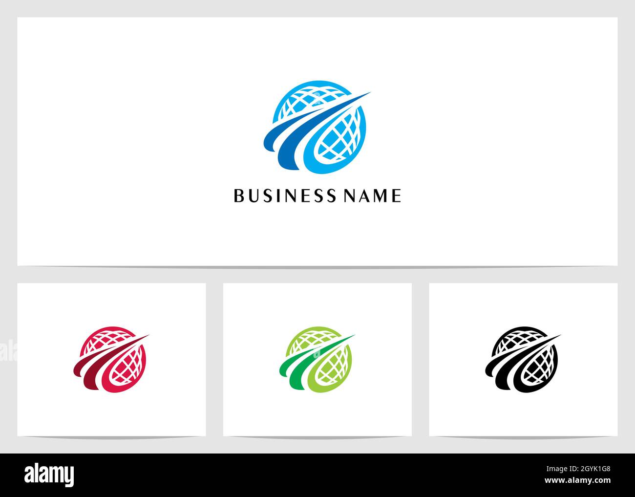 Swoosh On Globe Logo Design Stock Vector