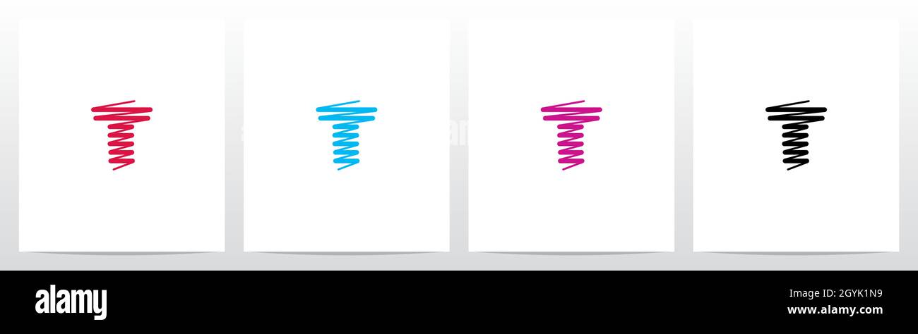 Scribble Forming Letter Logo Design T Stock Vector