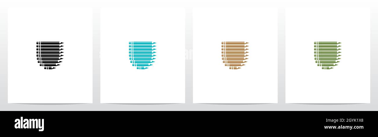 Pencil Stacked Forming Letter Logo Design U Stock Vector Image & Art ...