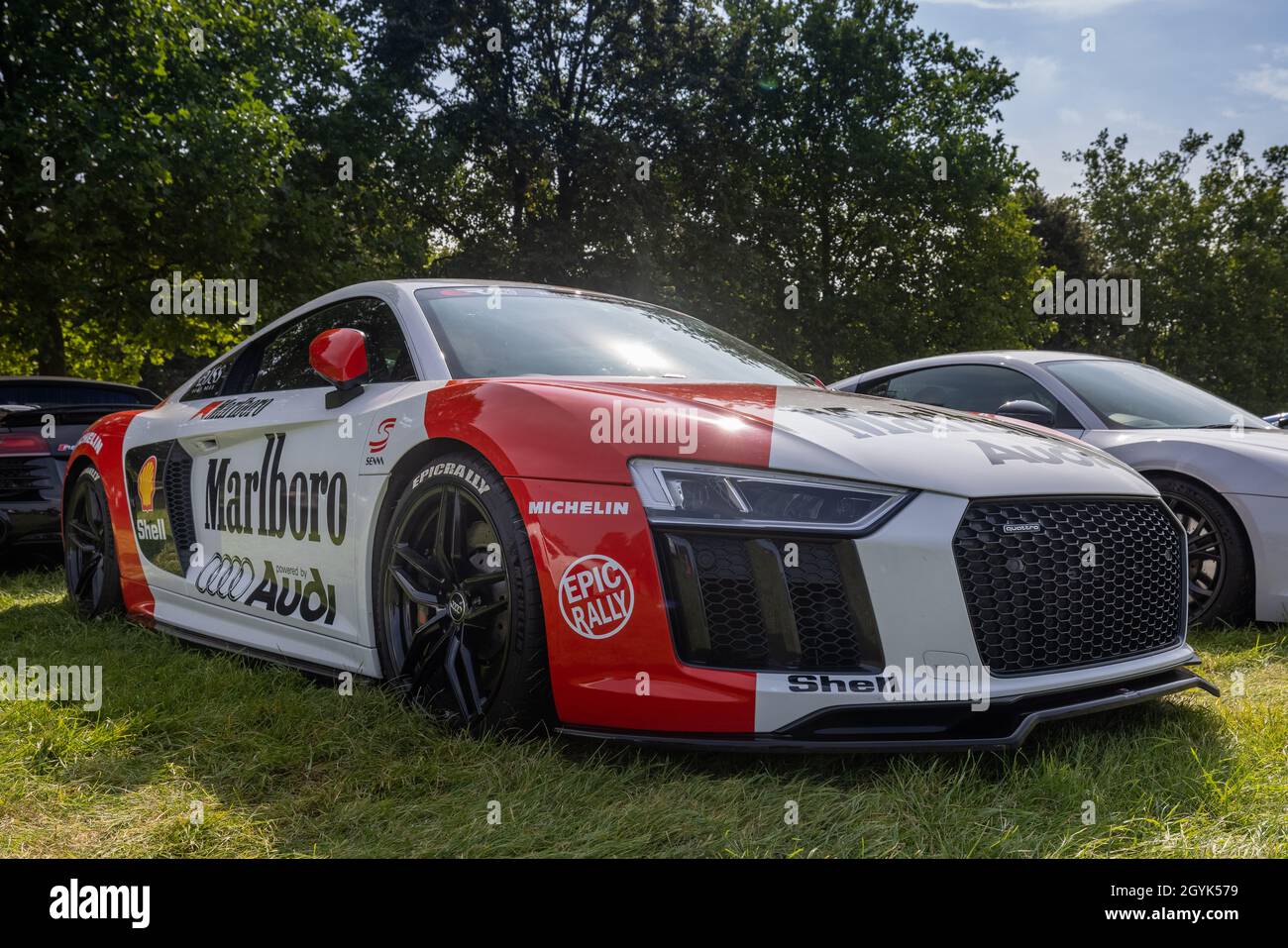 Epic Rally Audi R8, on display at the Salon Privé motor show held at