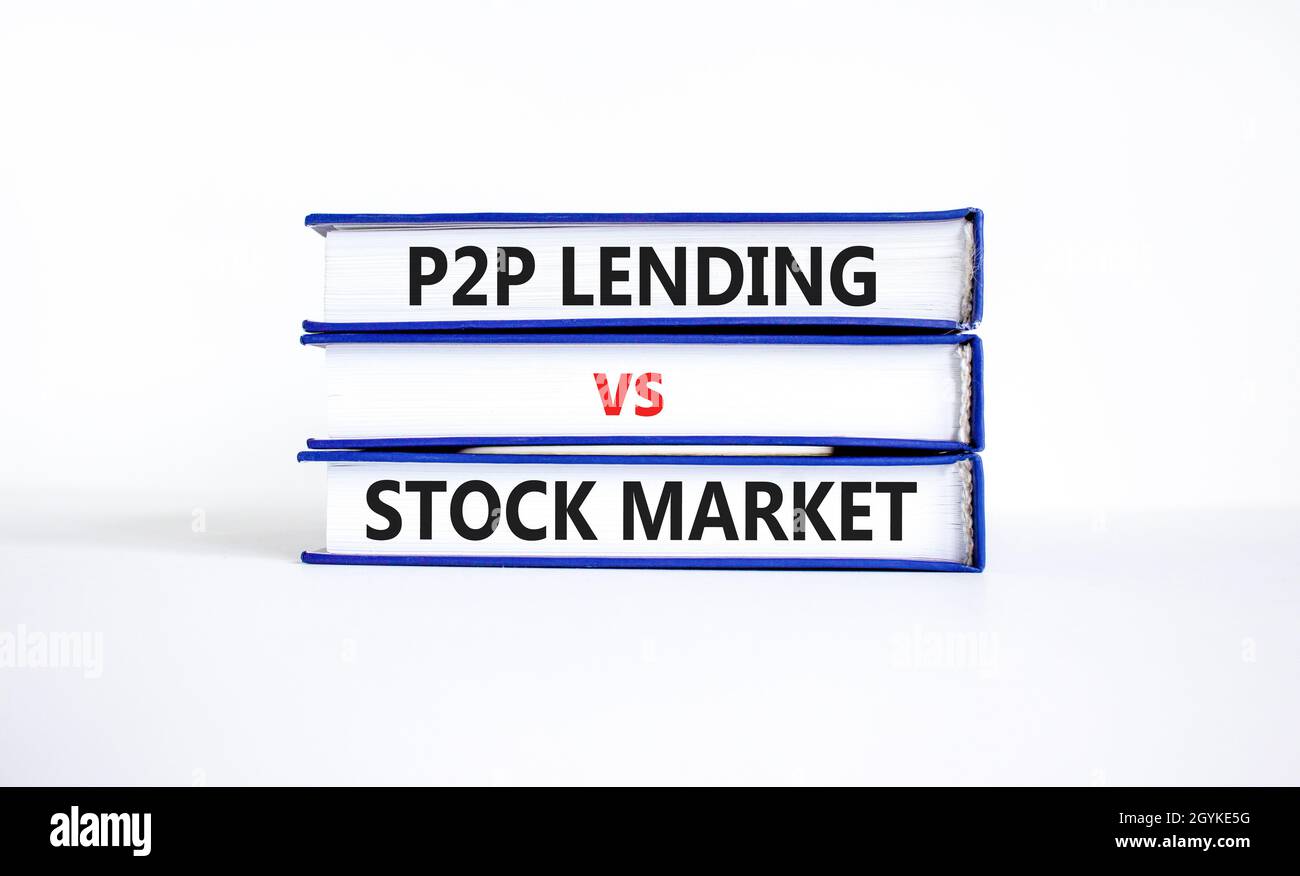P2P, peer to peer lending vs stock market symbol. Concept words 'P2P