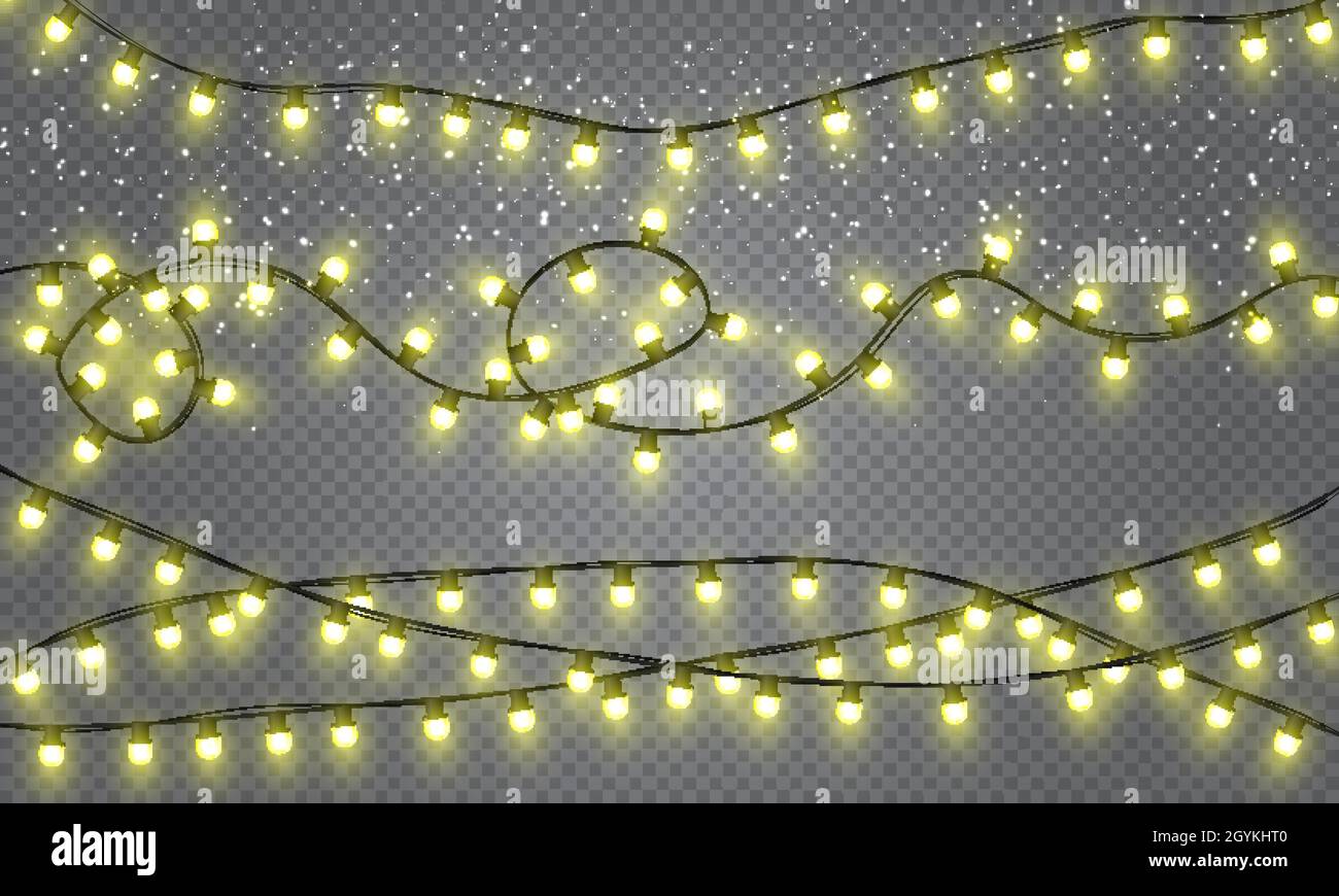 Holiday garland isolated on transparent background. Christmas lights ...