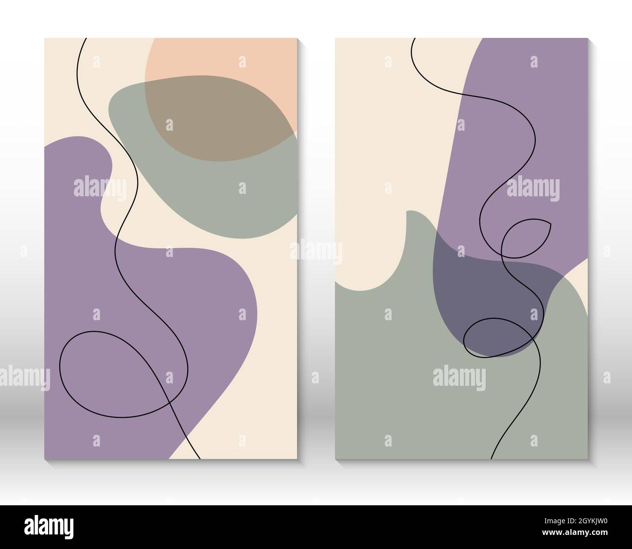 Picture of Scandinavian design. Modern art print. Contemporary design.Set of fluid ...