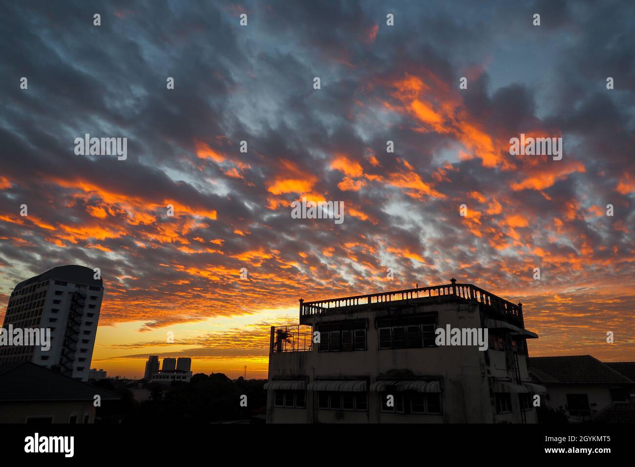 Red Sky At Morning During Sunrise Sailors Take Warning Stock Photo
