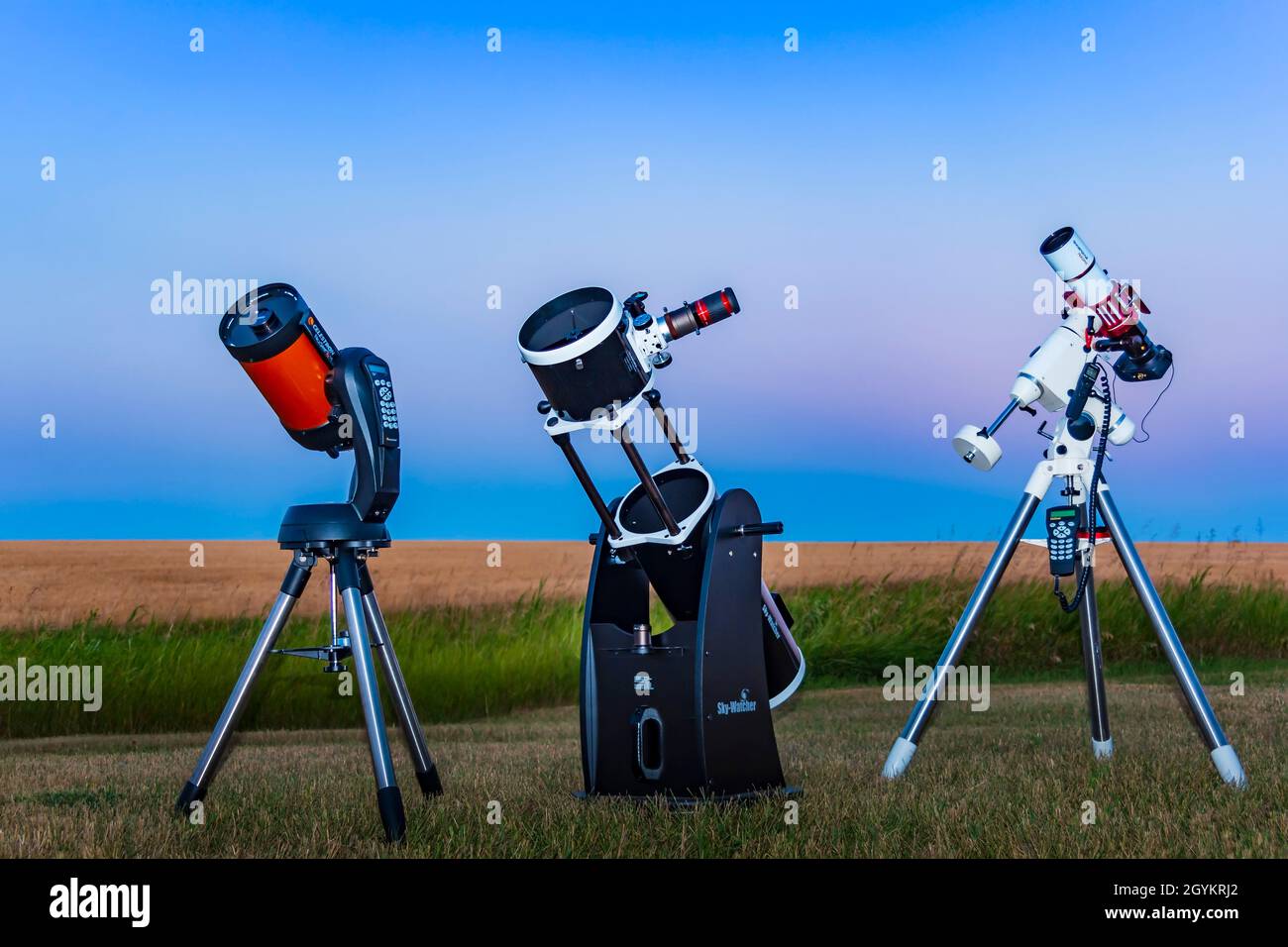 A trio of telescope types in twilight The Celestron NexStar 6SE