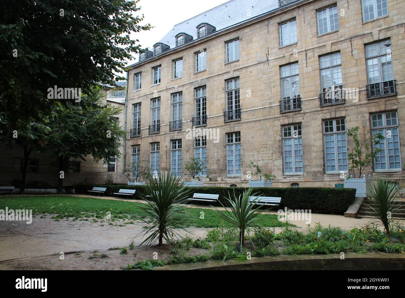 garden of the lamoignon mansion in paris (france) Stock Photo