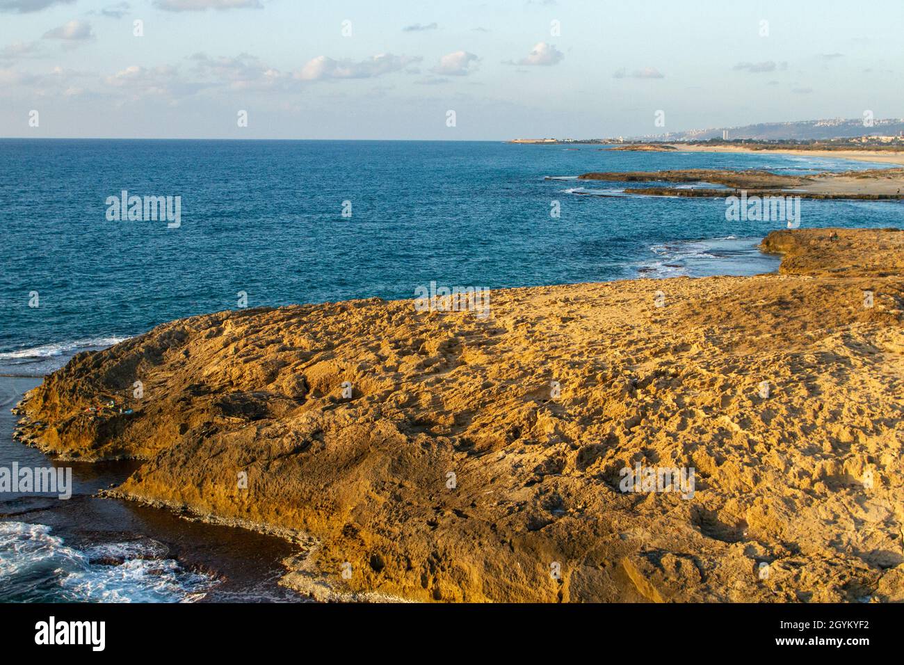 Rocky beaches in the Mediterranean in Israel Stock Photo - Alamy