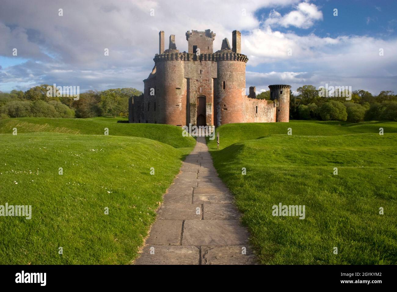 path to Caerlaverock Castle, Dumfries & Galloway, Scotland Stock Photo