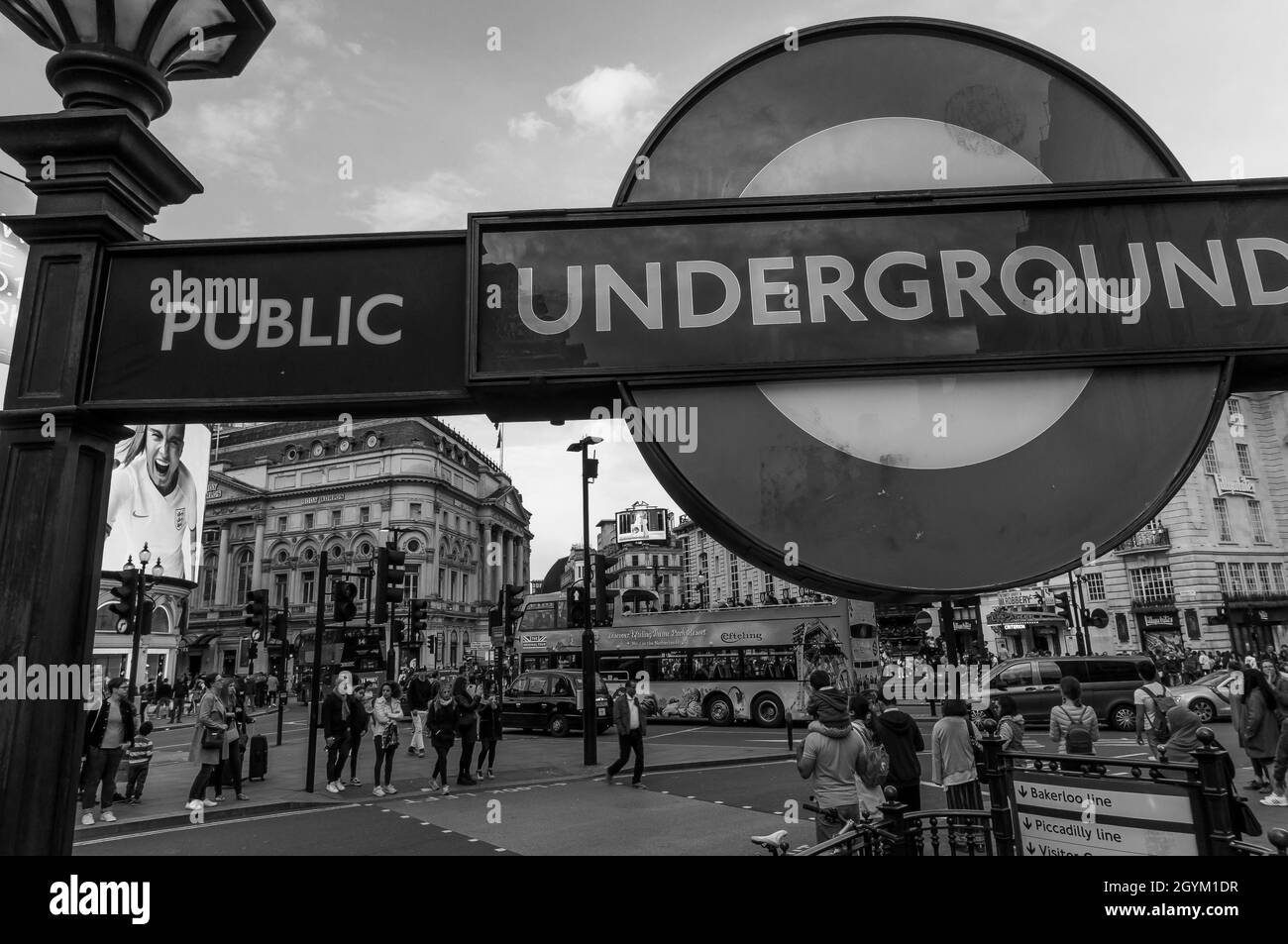London Underground Subway sign. Black and white photography Stock Photo