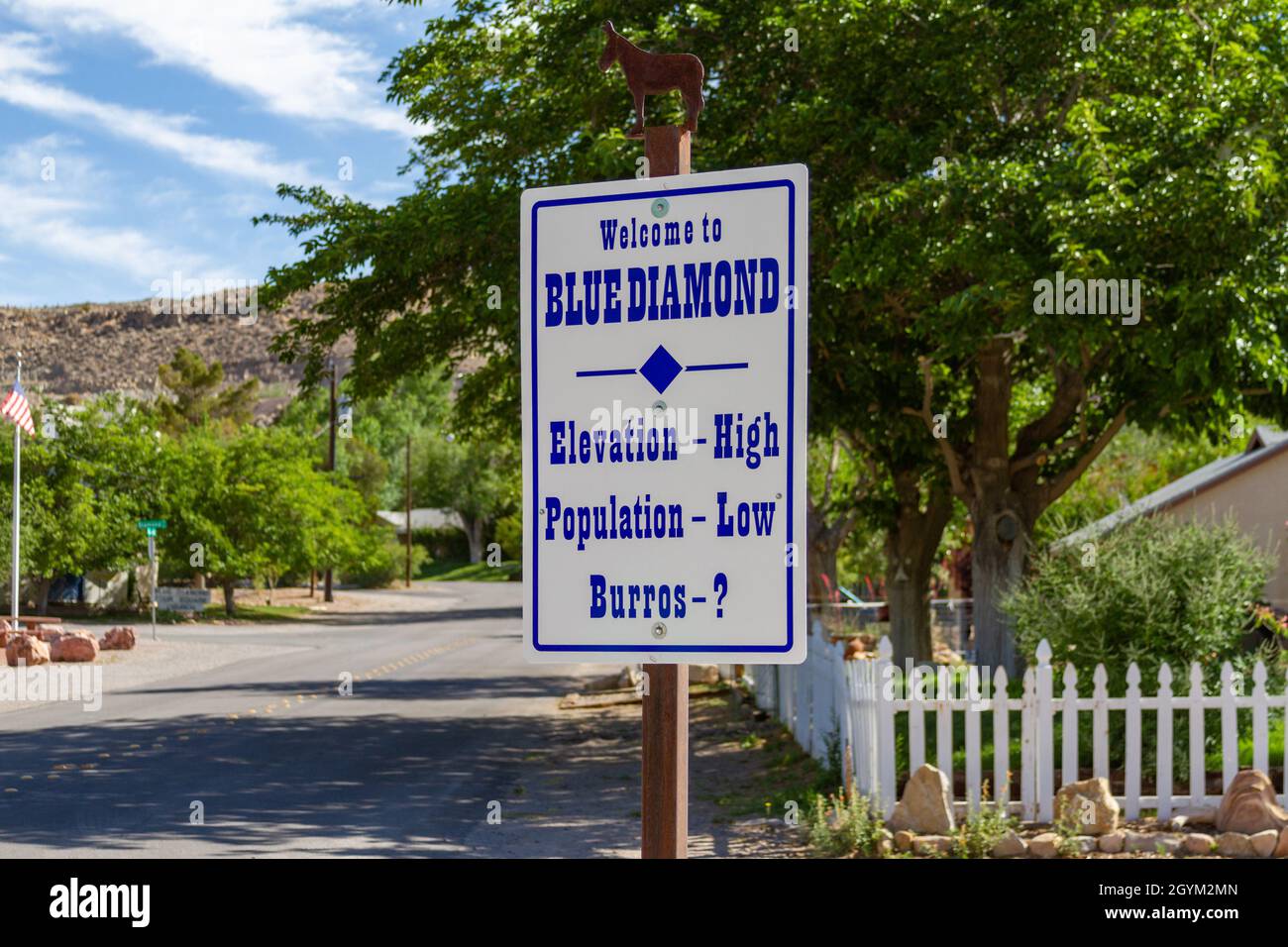 Blue Diamond, NV, USA June 8, 2021 A humous sign visitors