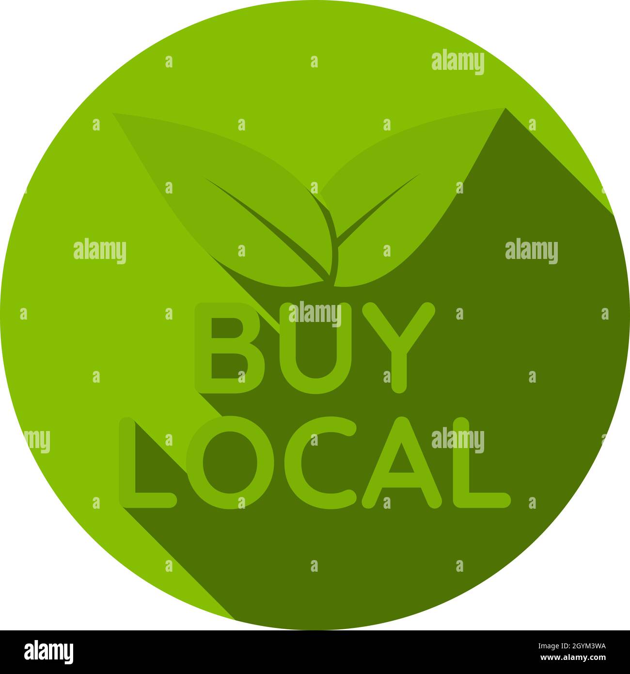 green round BUY LOCAL sticker or sign with leaves, vector illustration Stock Vector