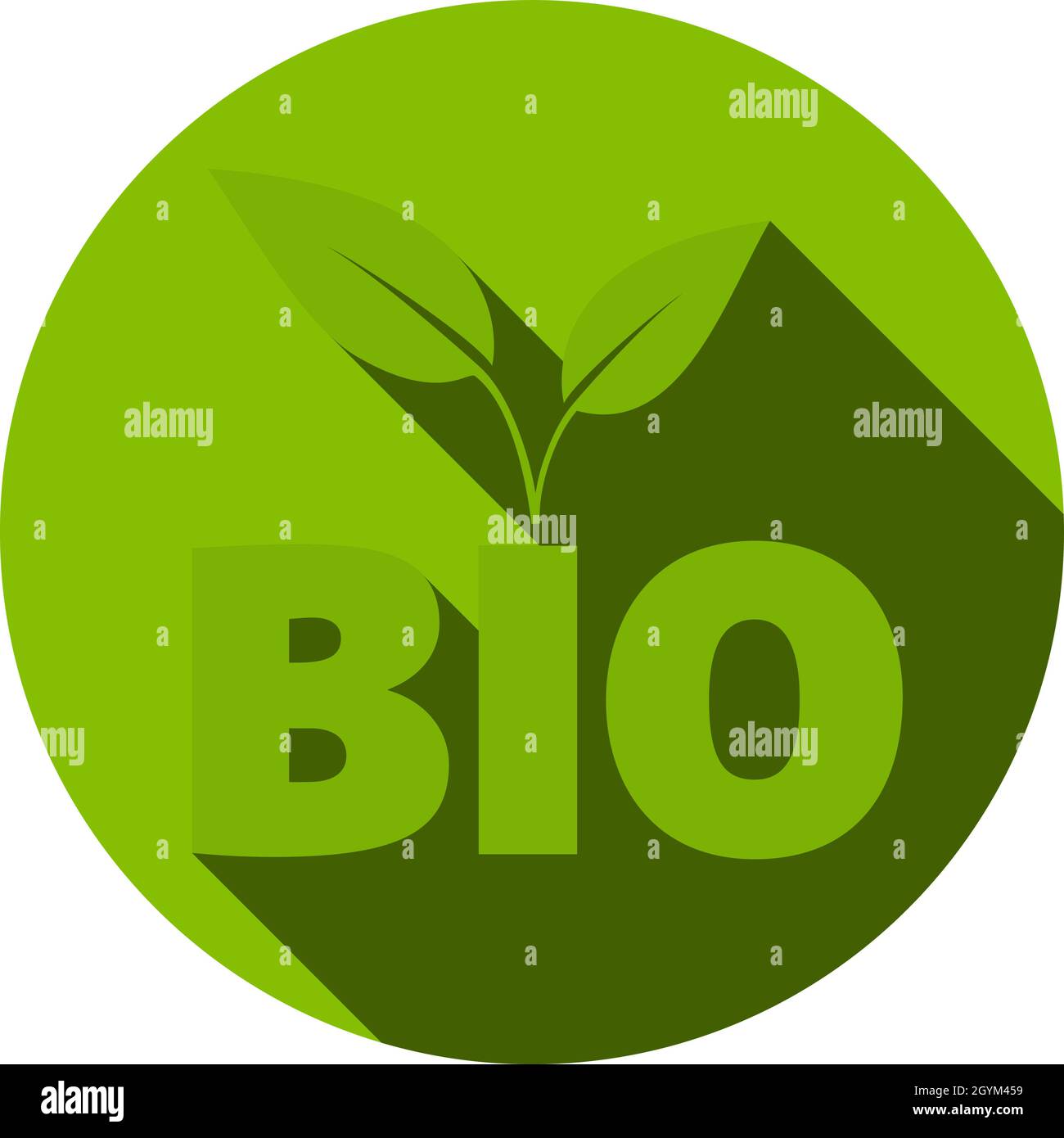 circular green BIO seal or label with leaves, vector illustration Stock Vector