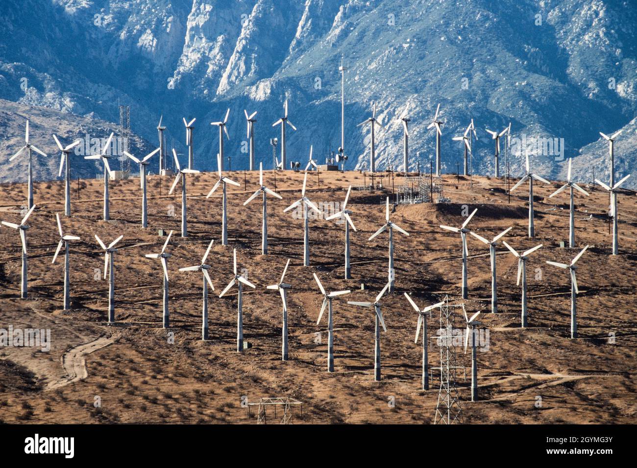 Windpowered electricity generators near Palm Springs, California