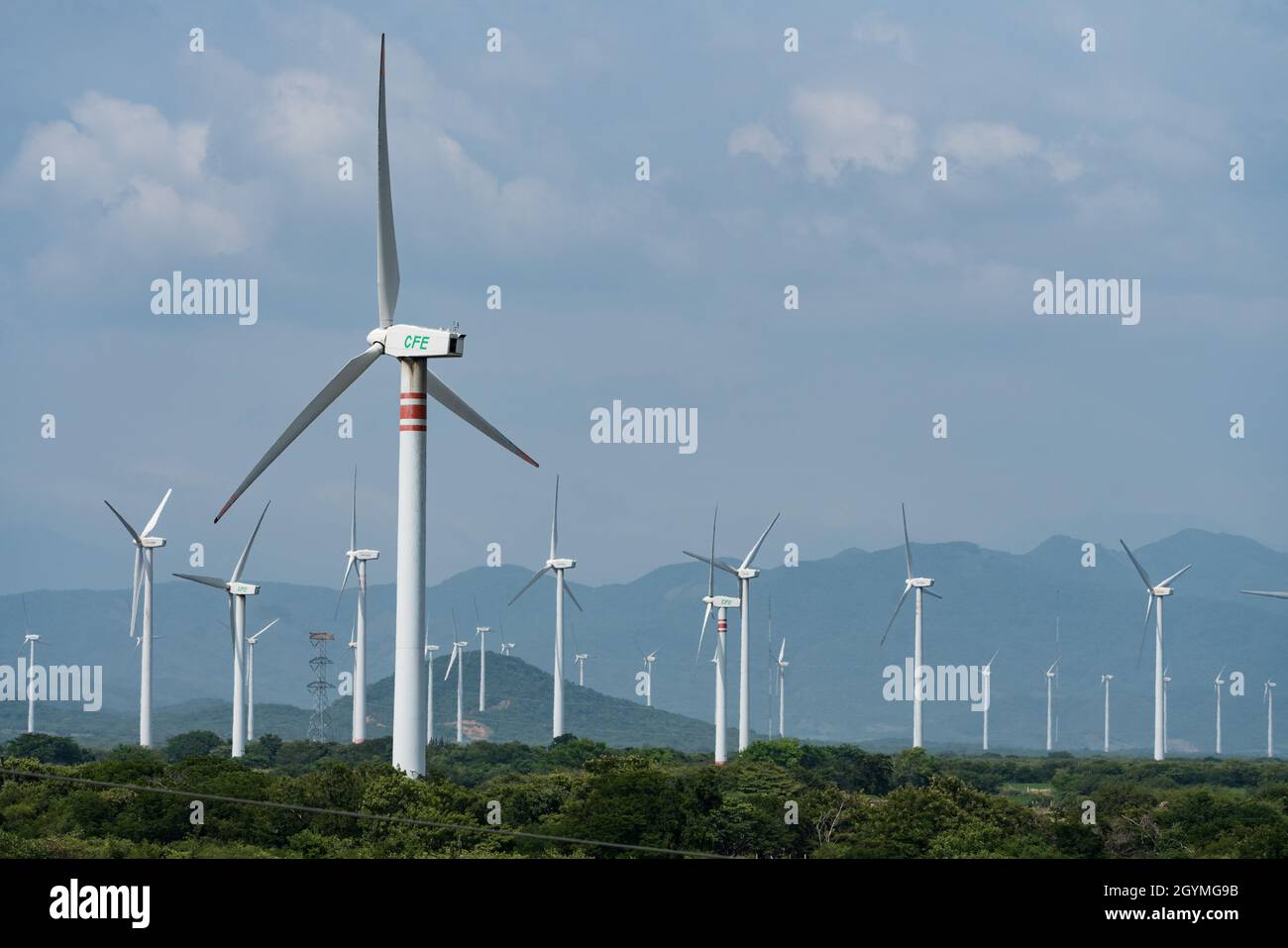 Wind turbine electricity generators in the windy region near La Ventosa