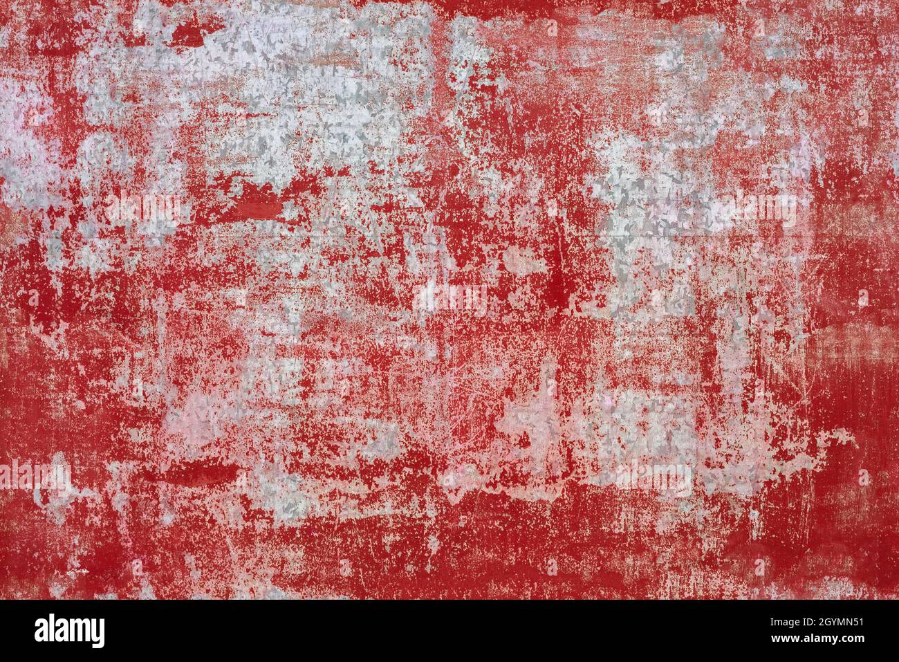 seamless texture of peeled off red paint on zinc plated flat steel
