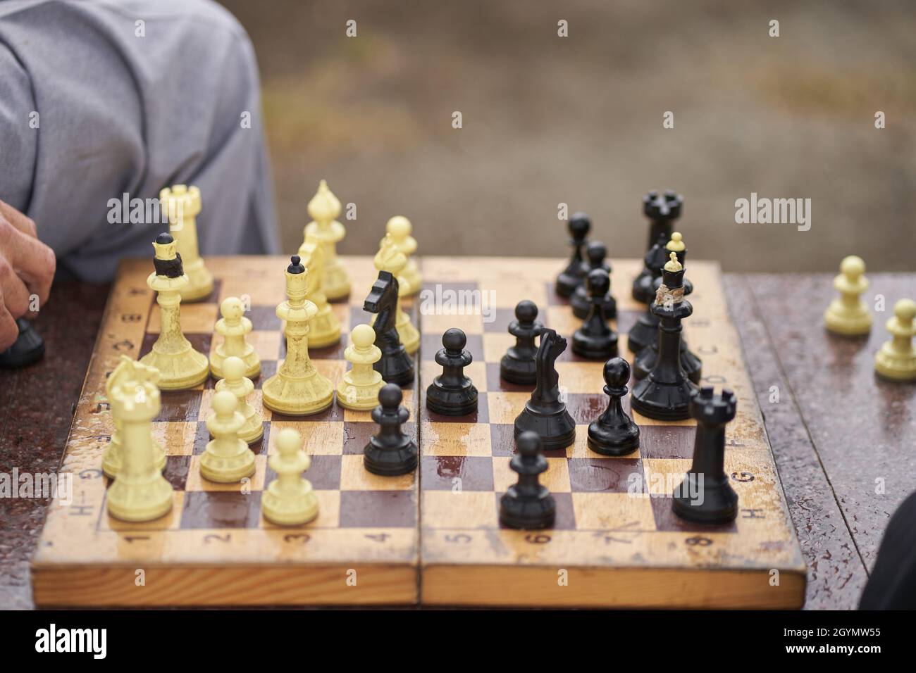 Close Up of Hands Hackers Colleagues Playing Chess Game to