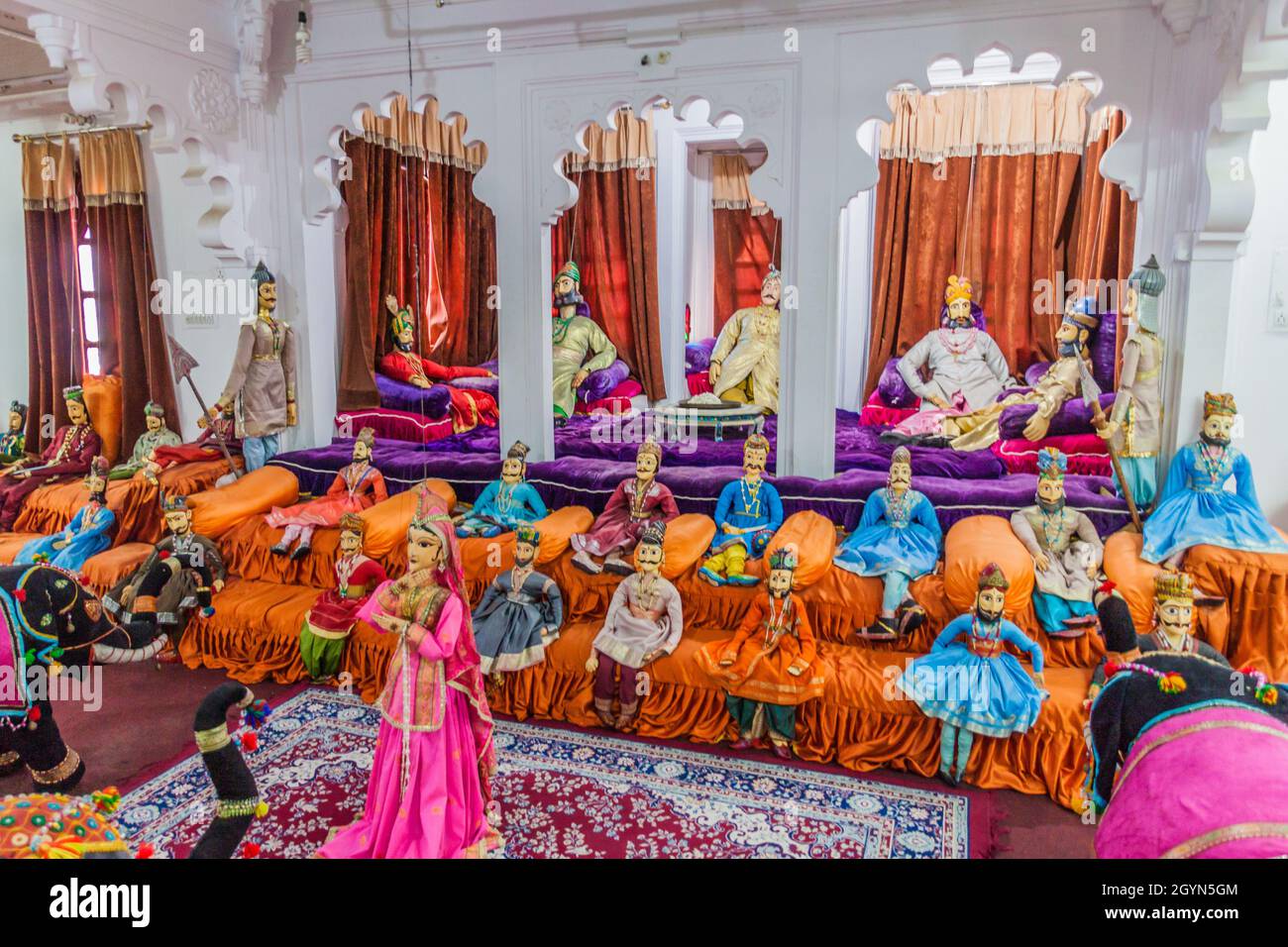 UDAIPUR, INDIA - FEBRUARY 14, 2017: Museum displays in Bagore ki Haveli ...