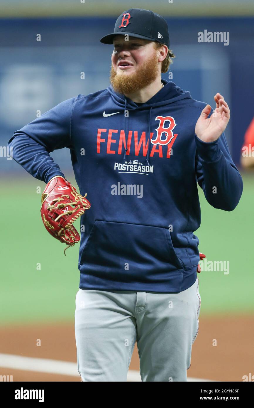 St. Petersburg, FL. USA; Boston Red Sox left fielder Alex Verdugo (99)  celebrates after he homers in the top of the third during the ALDS Game 2  agai Stock Photo - Alamy