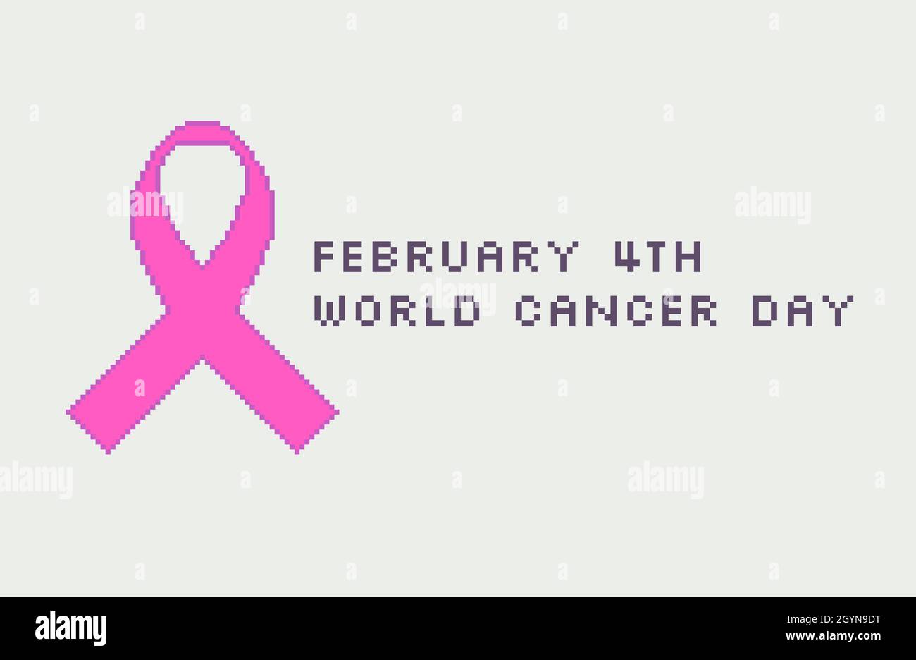 Pixel pink awareness ribbon. February 4th. World cancer day. Stock Vector