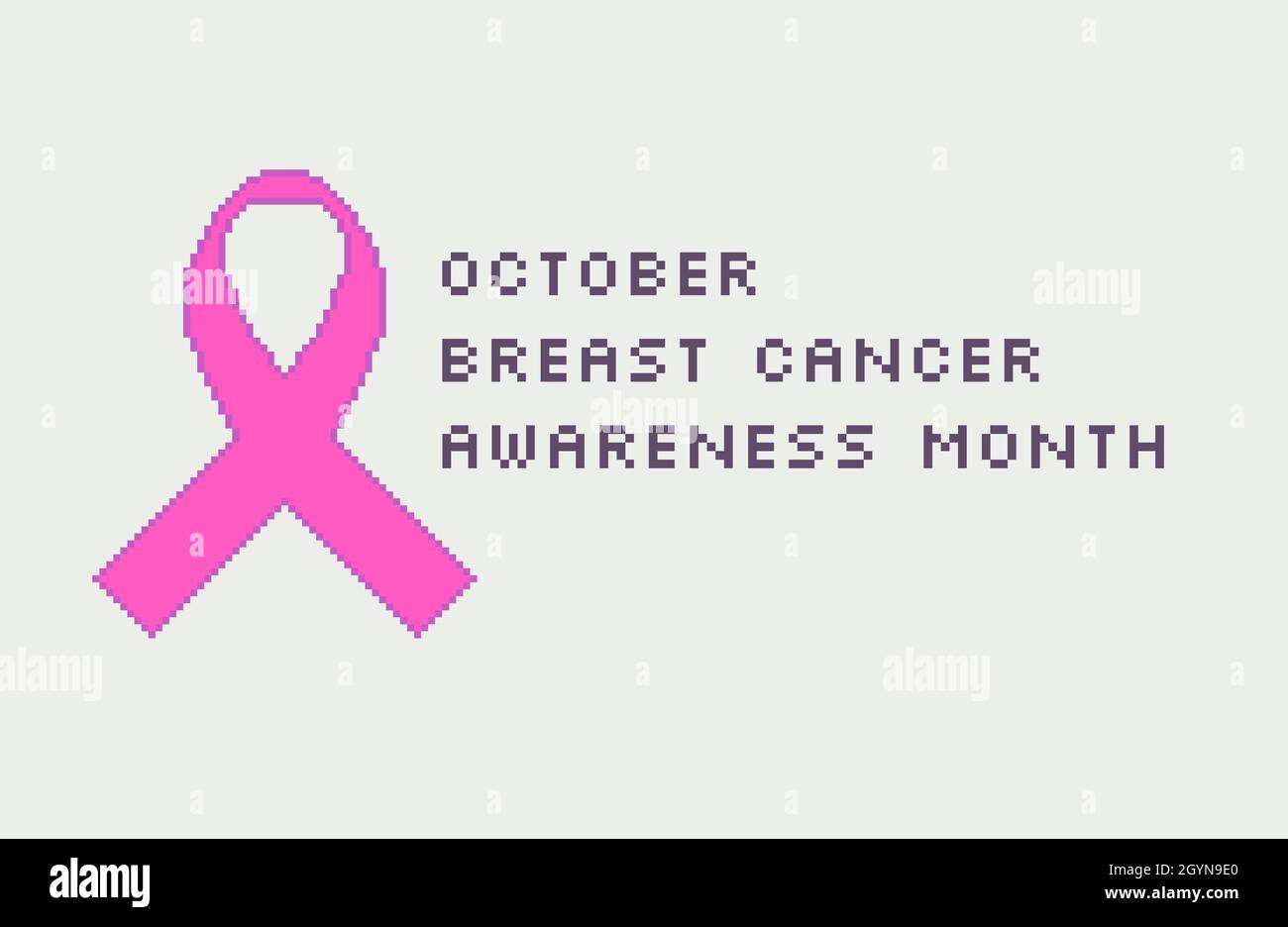 Pixel pink awareness ribbon. October. Breast cancer awareness month. Stock Vector