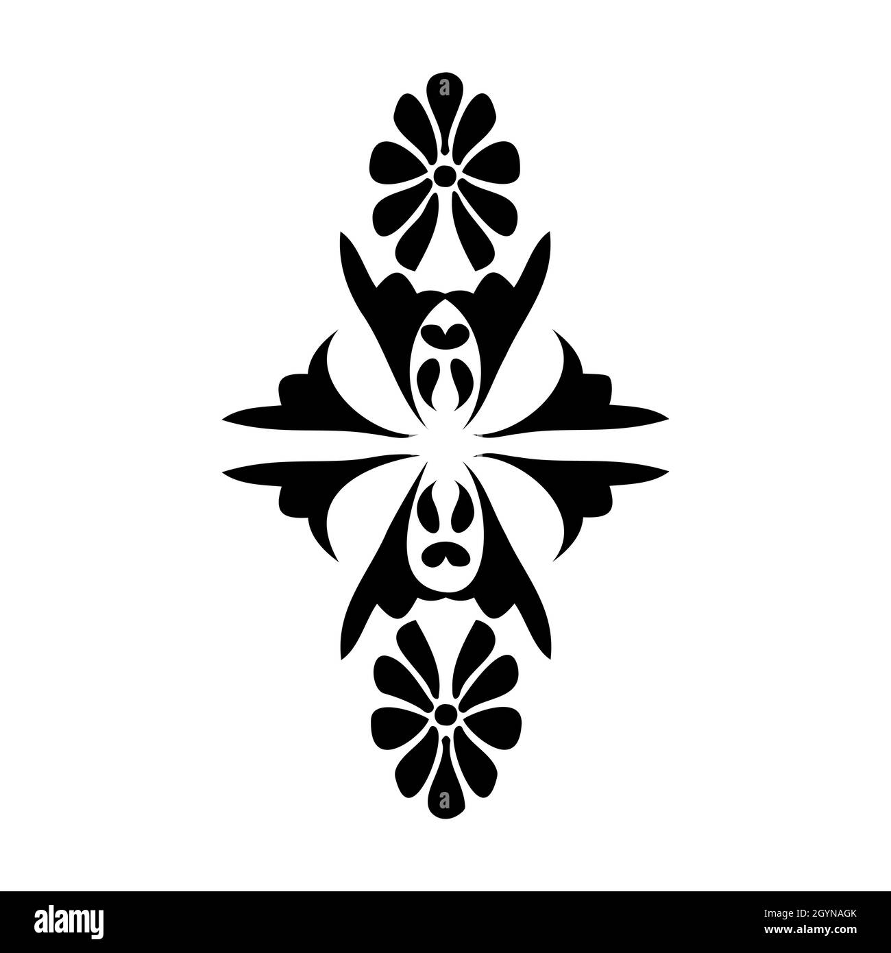 Damask vintage ornament. Decor element in oriental style. Retro pattern. Black and white. Oriental pattern. For stencil, tattoo, marquetry, laser Stock Vector