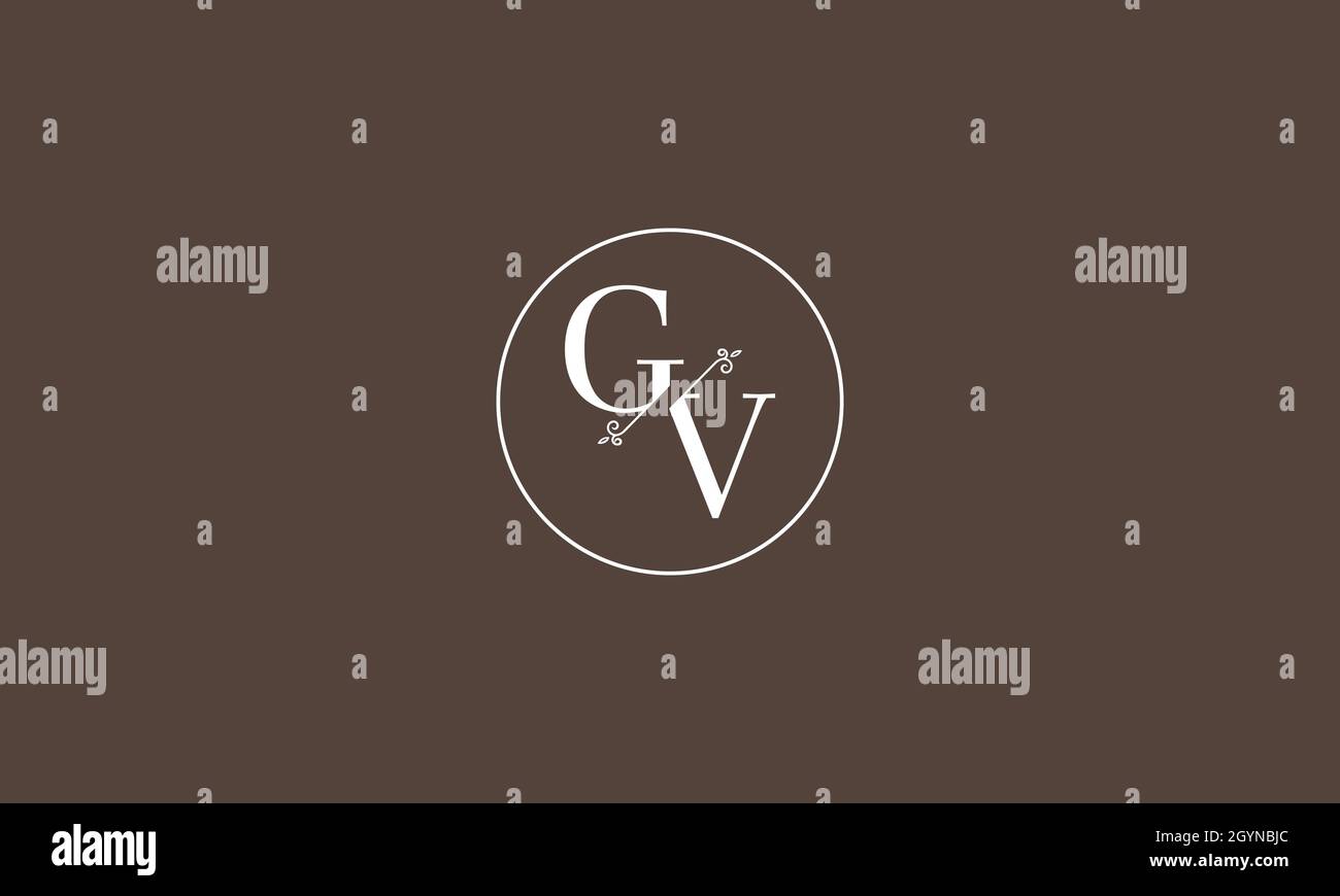 LETTERS GV LOGO DESIGN WITH NEGATIVE SPACE EFFECT FOR ILLUSTRATION USE Stock Vector