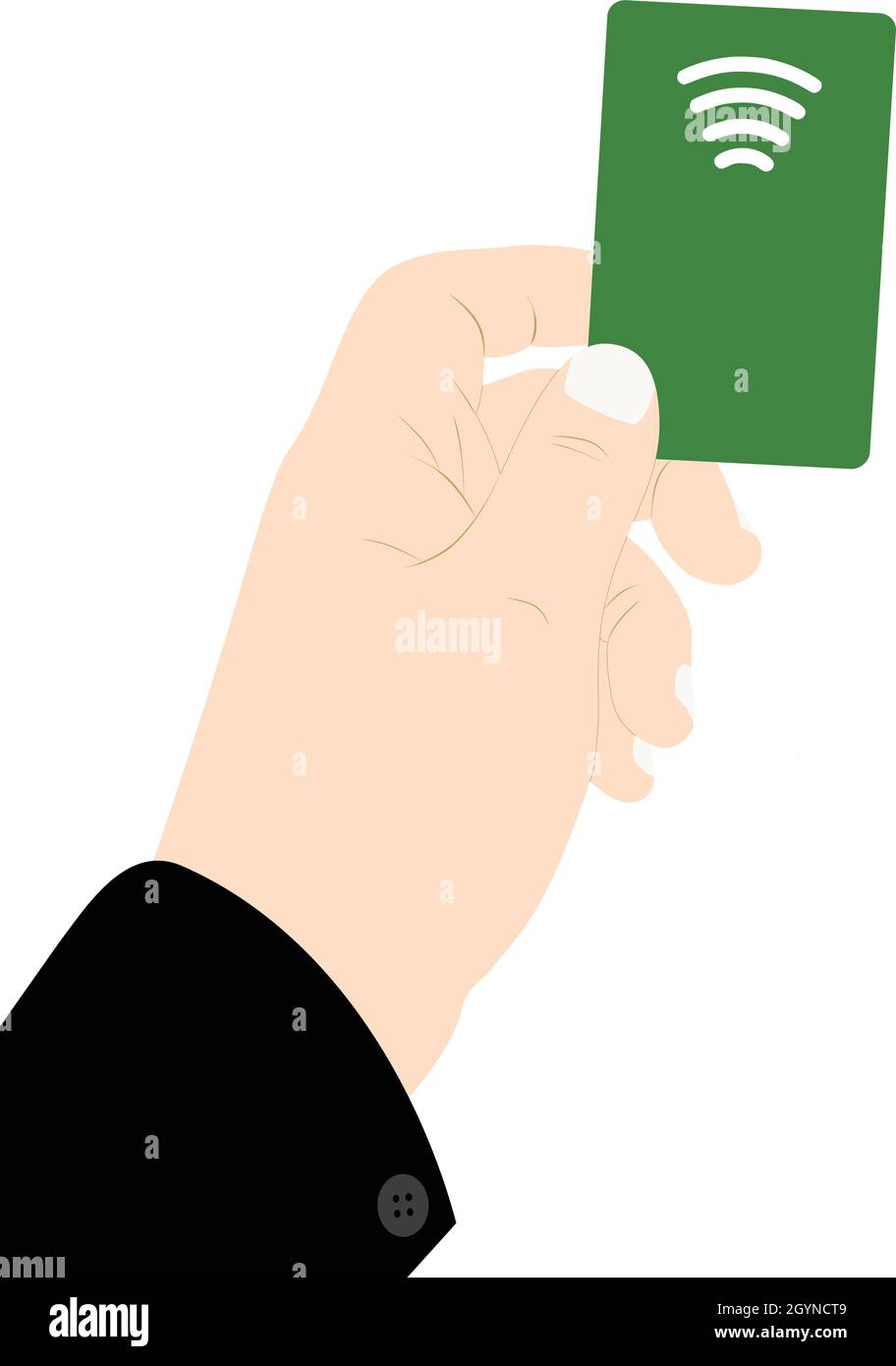 Contactless payment, credit card with hand, nfc vector illustration. Stock Vector