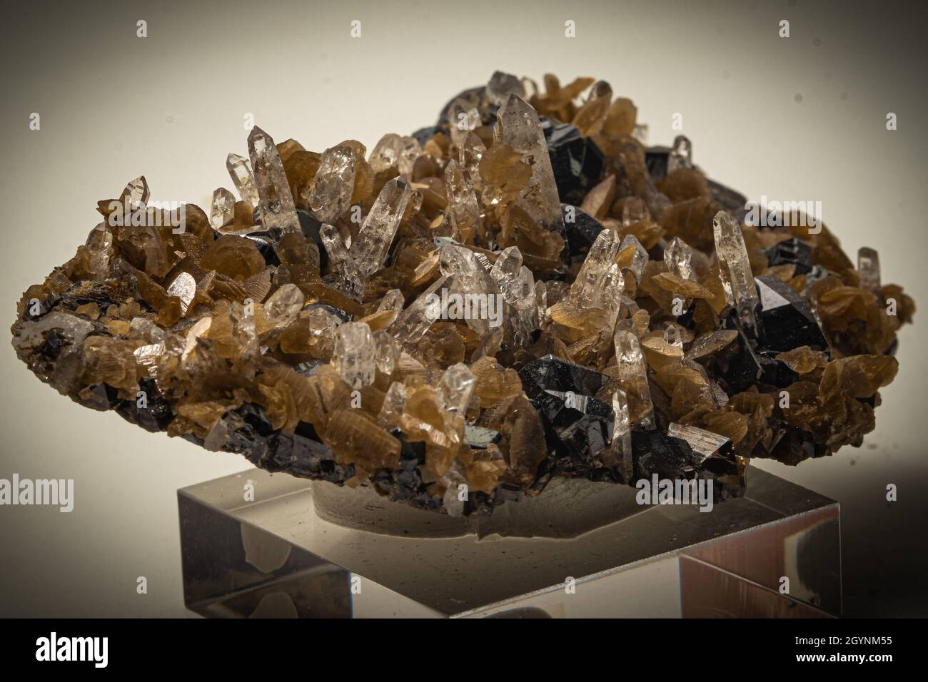 details of quartz crystals on matrix, mineral sample on white Stock Photo Alamy