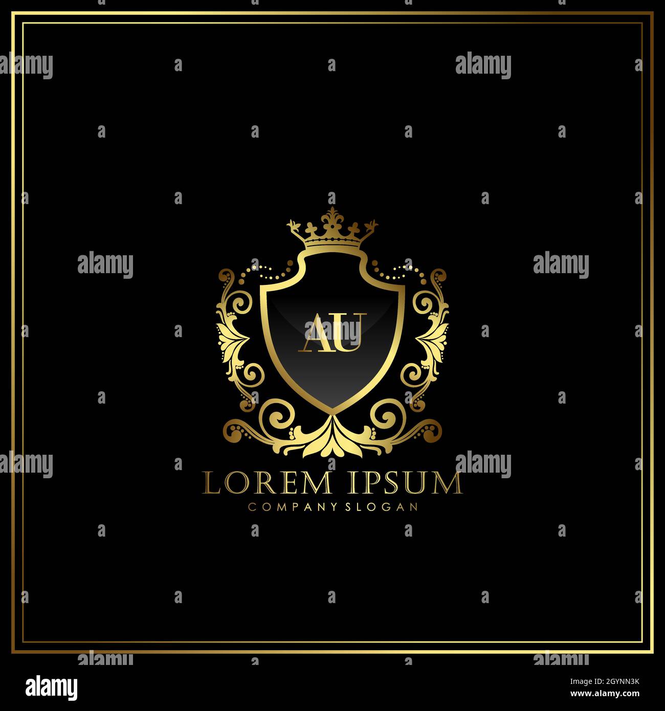 AU Initial Letter Luxury Logo template in vector for Restaurant, Royalty, Boutique, Cafe, Hotel, Heraldic, Jewelry, Fashion and other vector illustrat Stock Vector