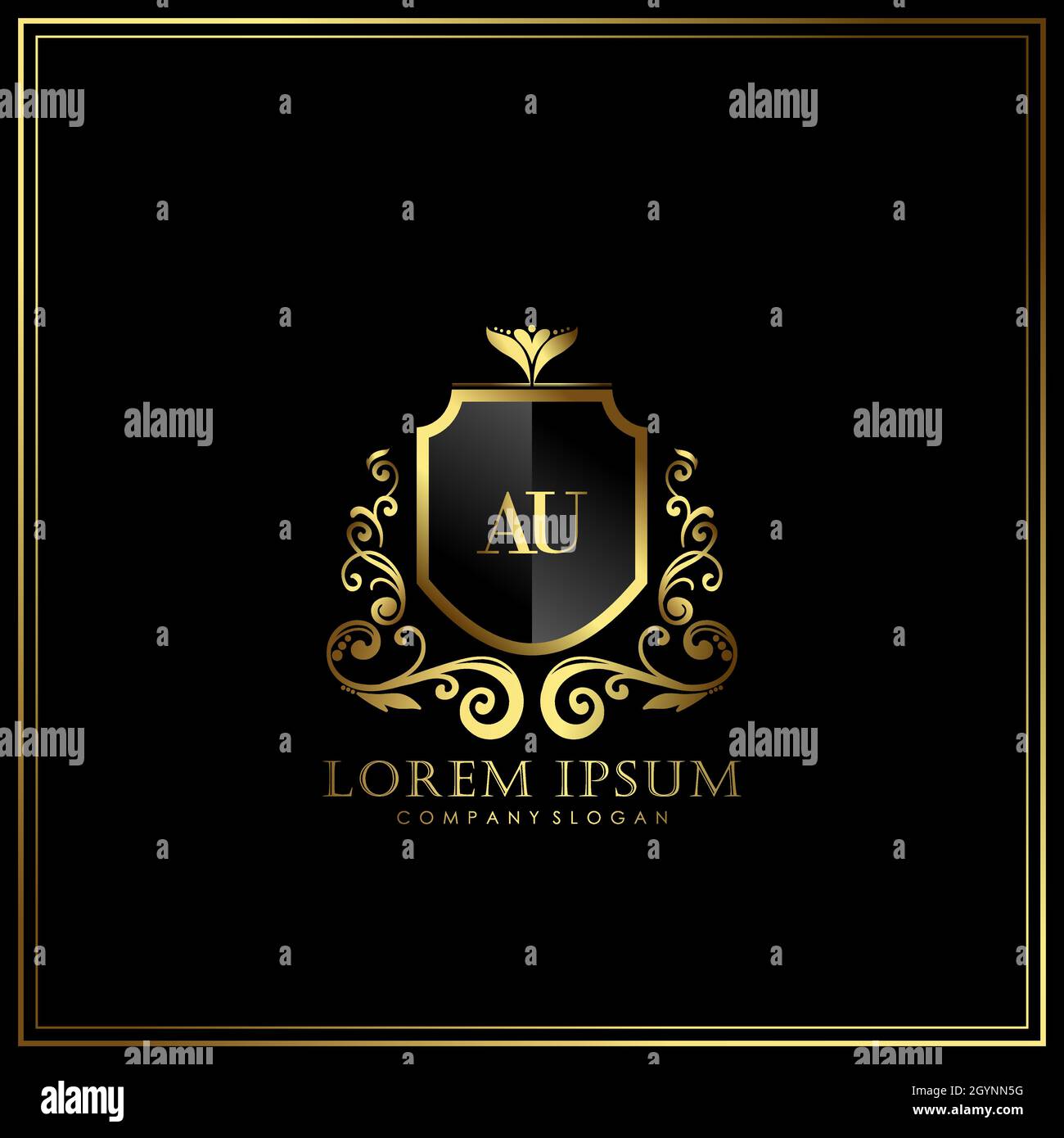 AU Initial Letter Luxury Logo template in vector for Restaurant, Royalty, Boutique, Cafe, Hotel, Heraldic, Jewelry, Fashion and other vector illustrat Stock Vector