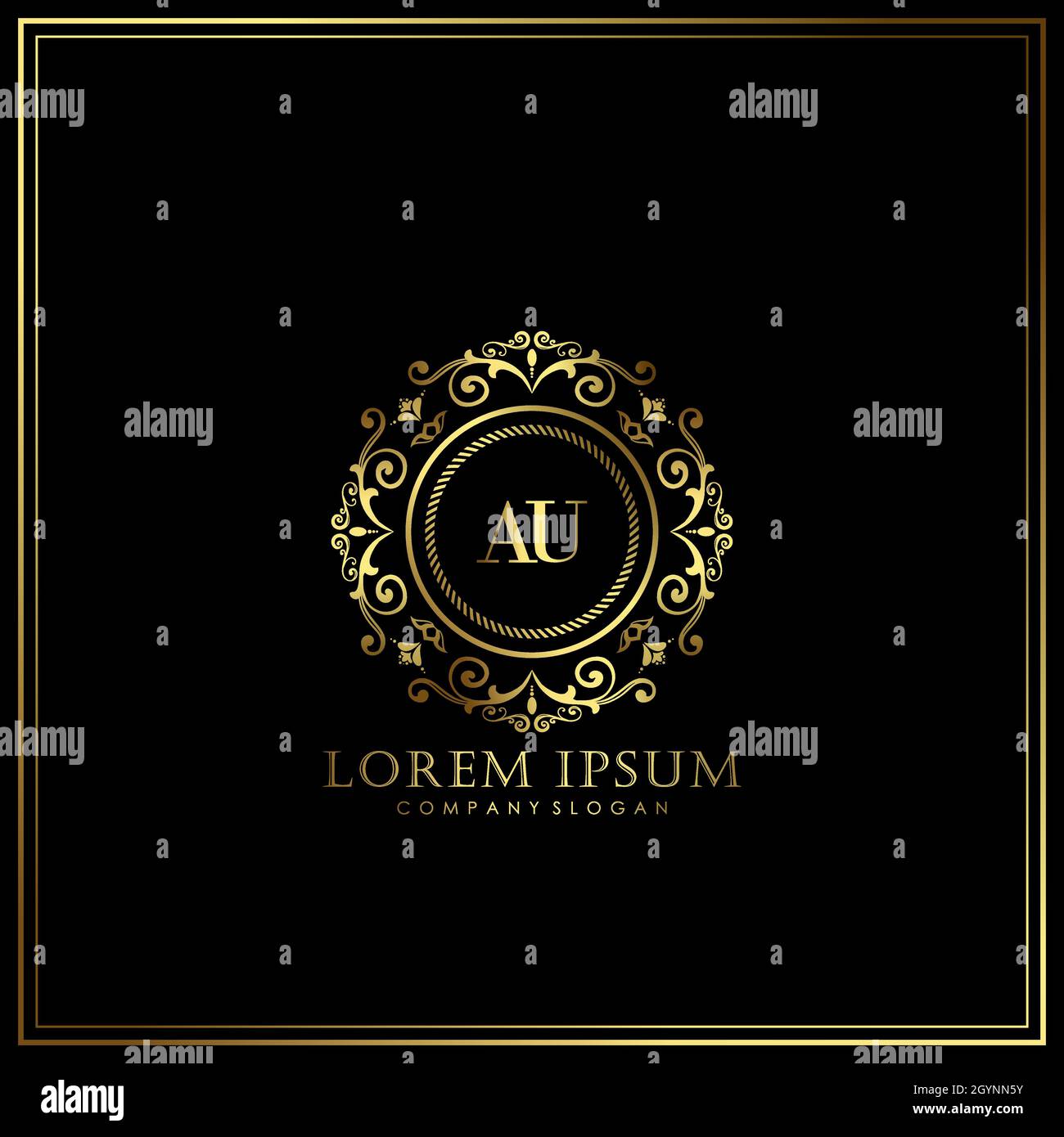 AU Initial Letter Luxury Logo template in vector for Restaurant, Royalty, Boutique, Cafe, Hotel, Heraldic, Jewelry, Fashion and other vector illustrat Stock Vector