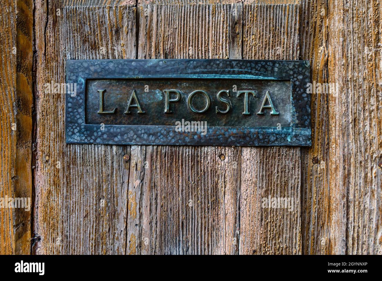 Italian letterbox with the text La Posta, letters in Italian Stock ...