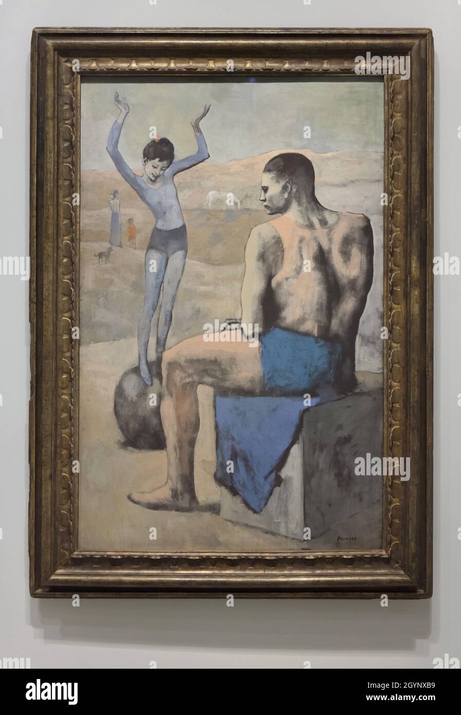 Painting 'Young Acrobat on a Ball' by Pablo Picasso (1905) on display at the exhibition 'Icons of Modern Art from the Morozov Collection' in the Fondation Louis Vuitton in Paris, France. The exhibition runs till 22 February 2022. Stock Photo