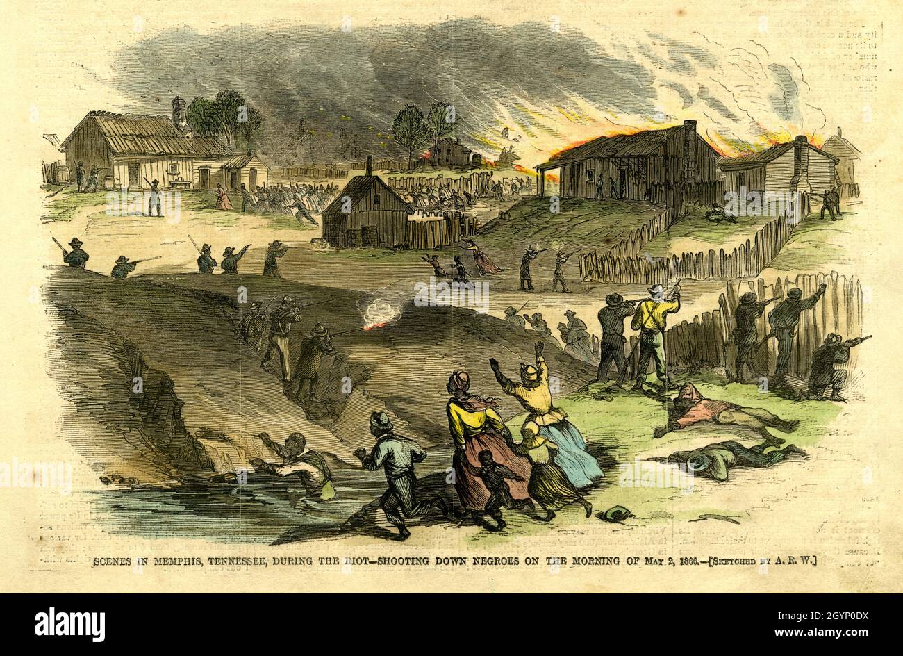 The massacre of African Americans in the Memphis riots in 1866 Stock Photo