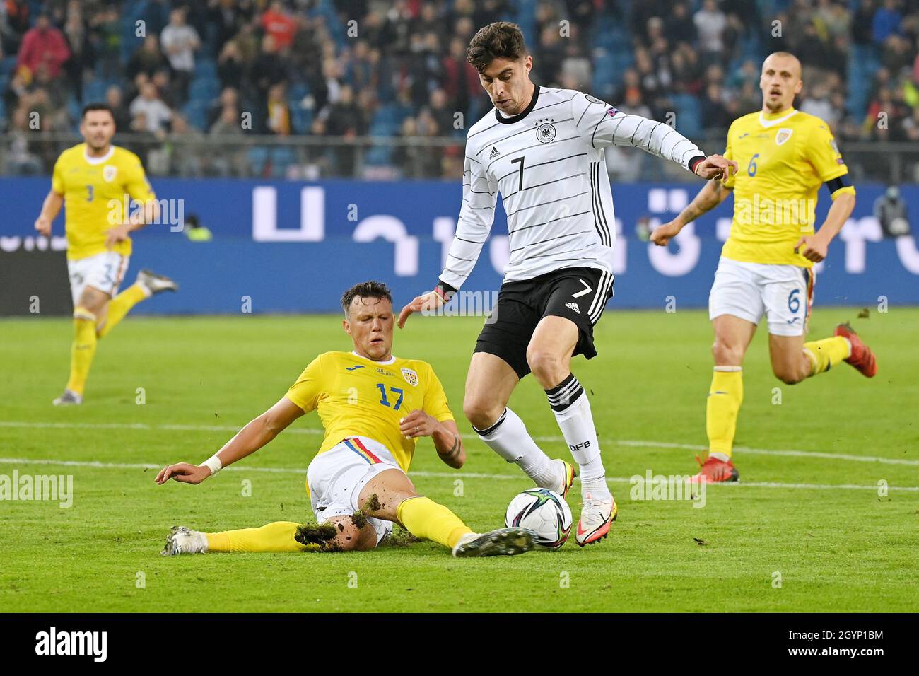 Hamuburg Germany 8th Oct 21 Kai Havertz Front R Of Germany Vies With Adrian Rus Front L Of Romania During The Fifa World Cup Qatar 22 European Qualifiers Group J Football Match