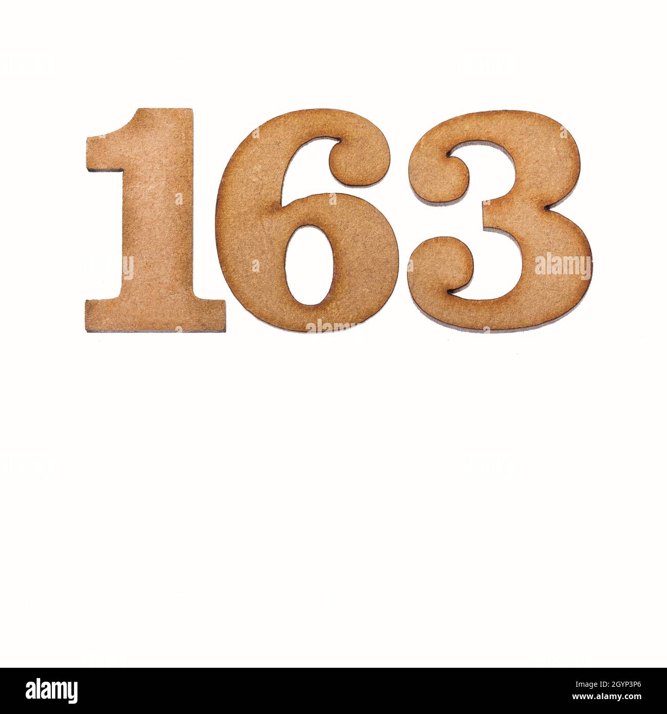 Number 163 - Piece of wood isolated on white background Stock Photo - Alamy