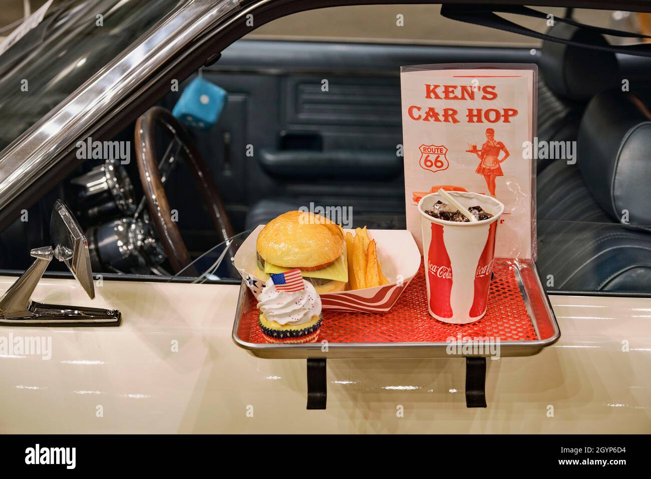 Car Hop Tray Vintage Burger Fries Cola Menu High Resolution Stock
