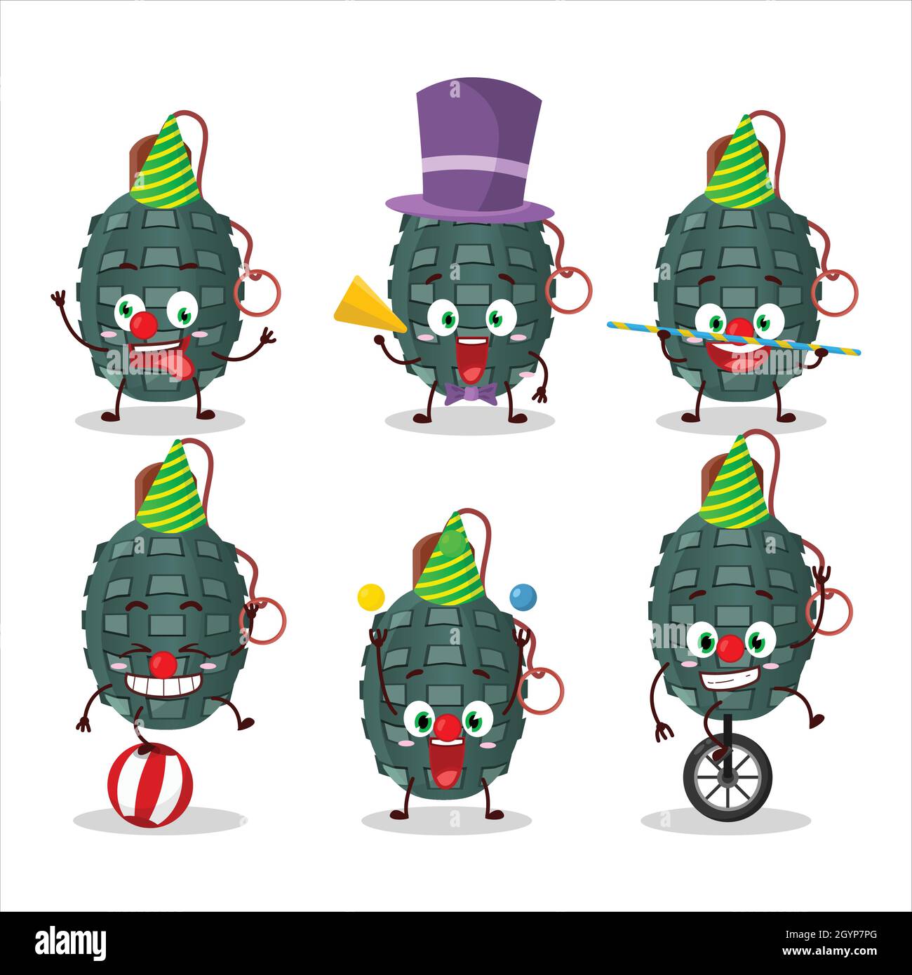 Cartoon character of granade firecracker with various circus shows. Vector illustration Stock Vector