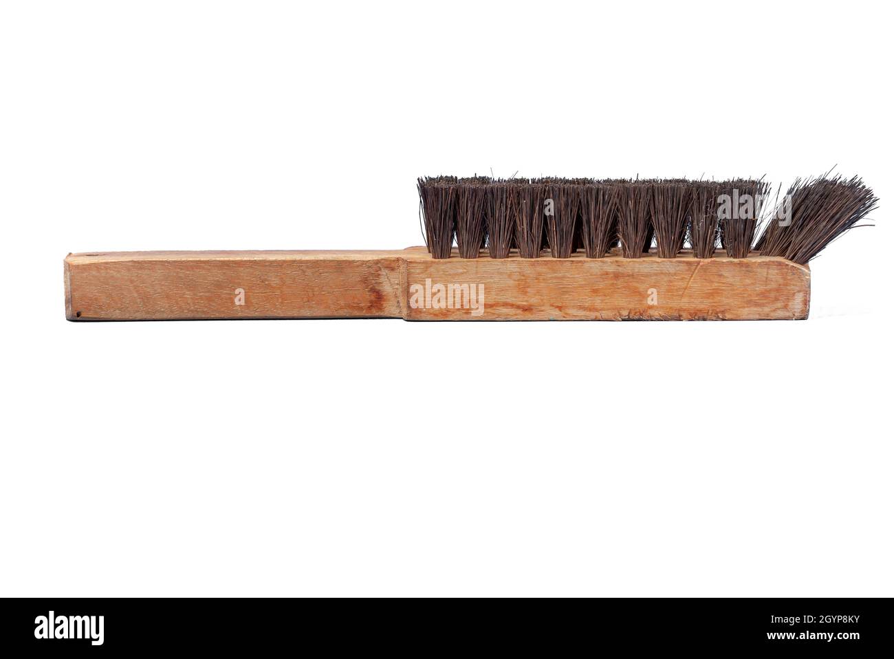 Hand made Brush with wood handle and fibers from palm fiber, isolated