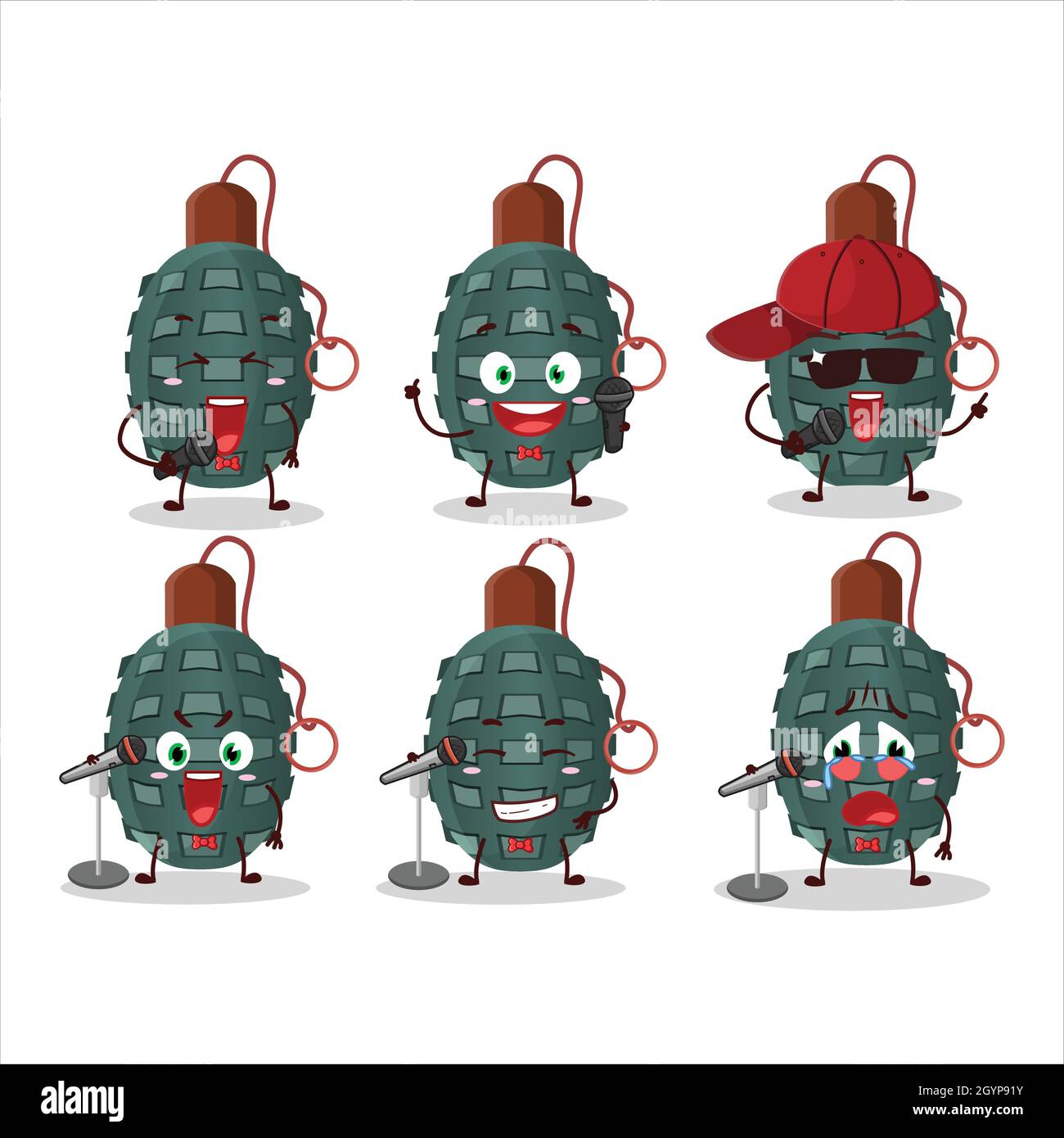 A Cute Cartoon design concept of granade firecracker singing a famous song. Vector illustration Stock Vector