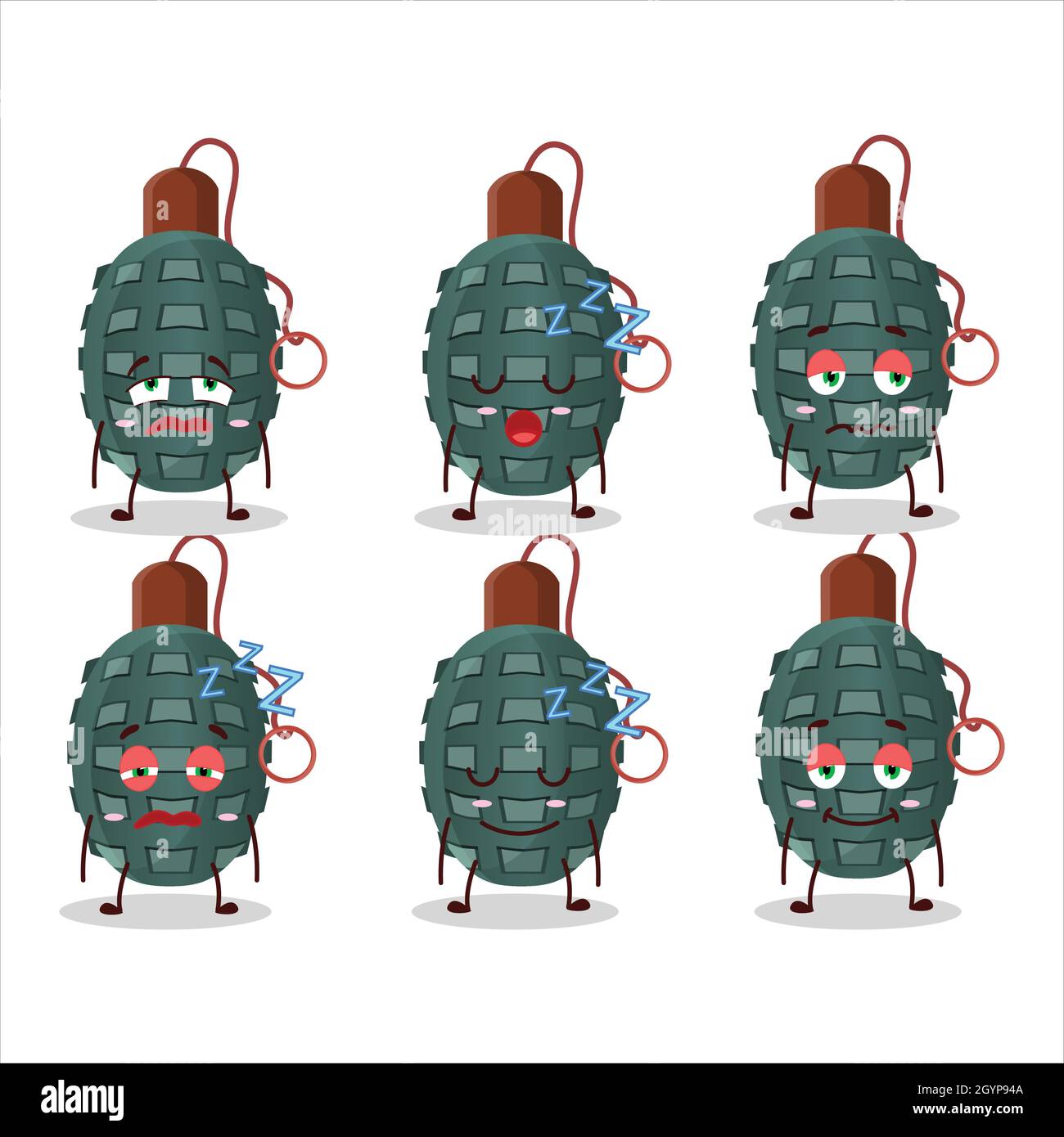 Cartoon character of granade firecracker with sleepy expression. Vector illustration Stock Vector