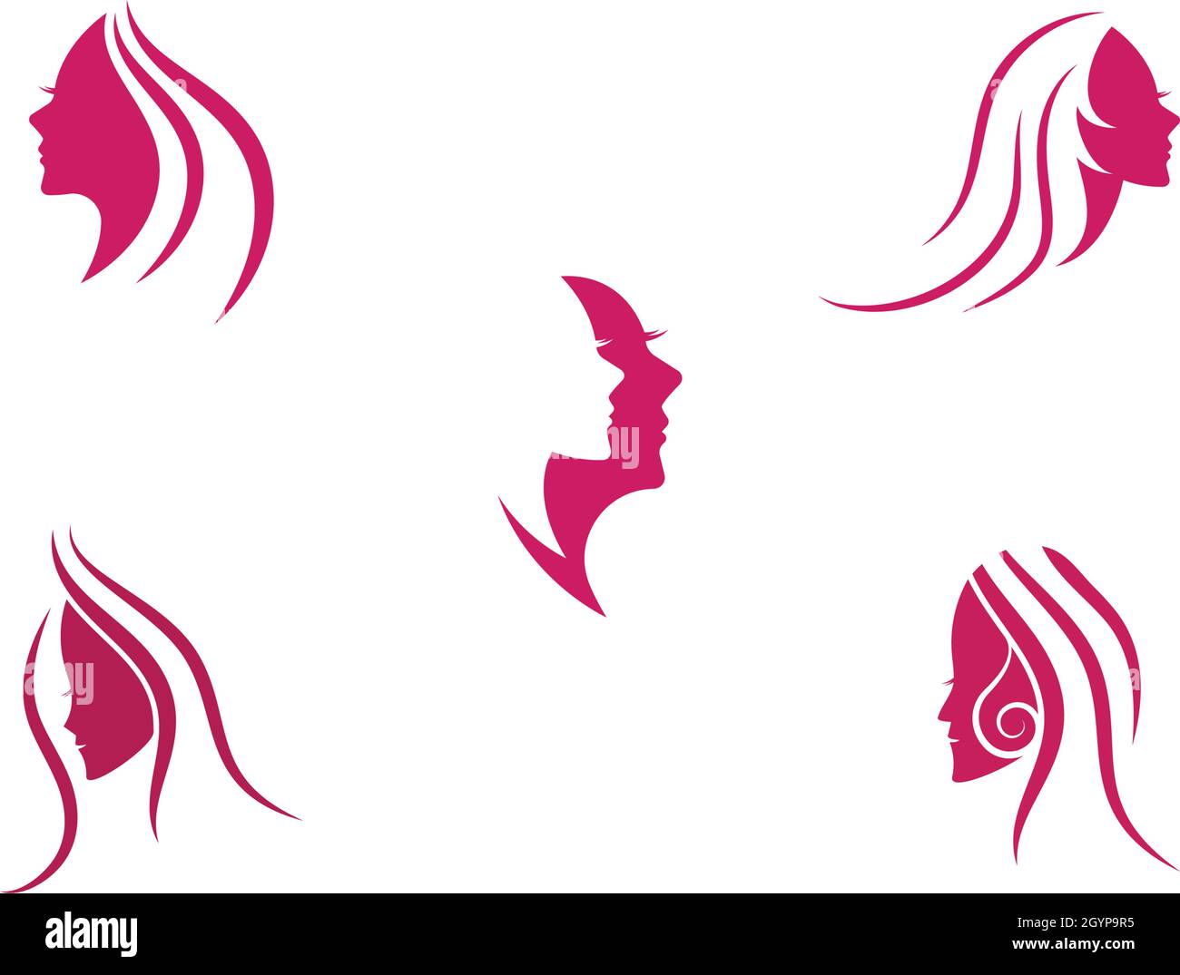 Beauty Women face silhouette character Logo Template Stock Vector Image ...