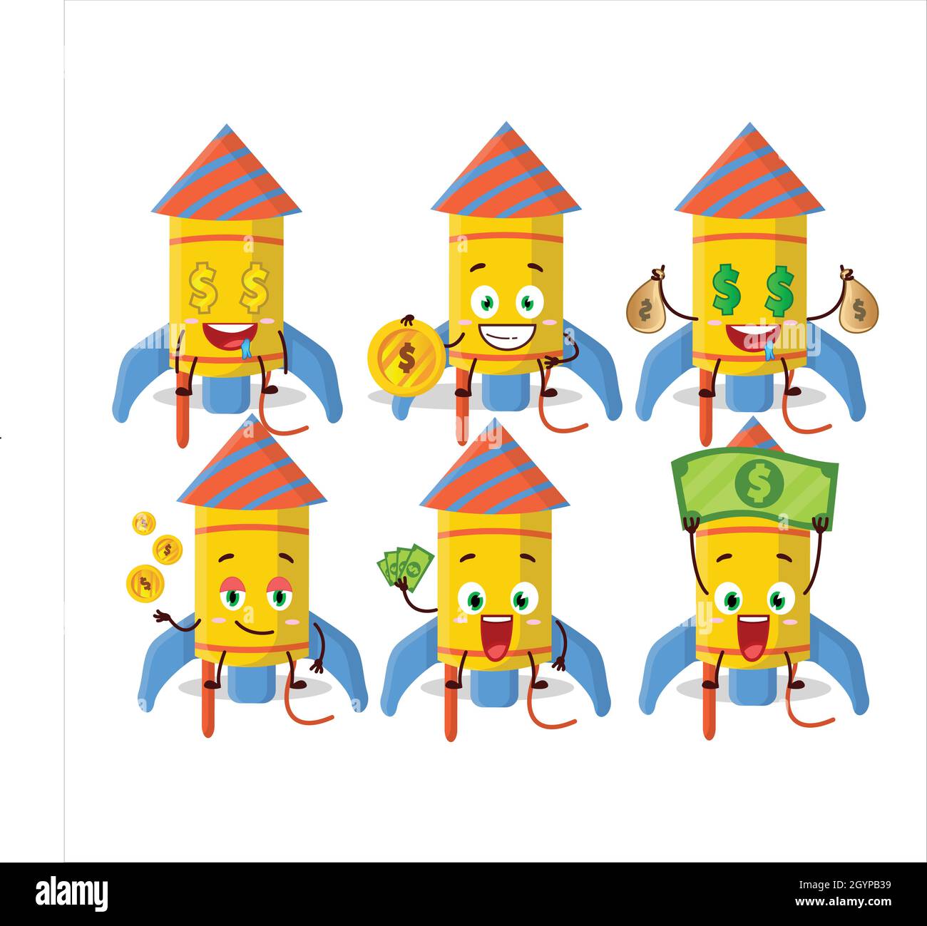 Firework rocket festival cartoon character with cute emoticon bring ...