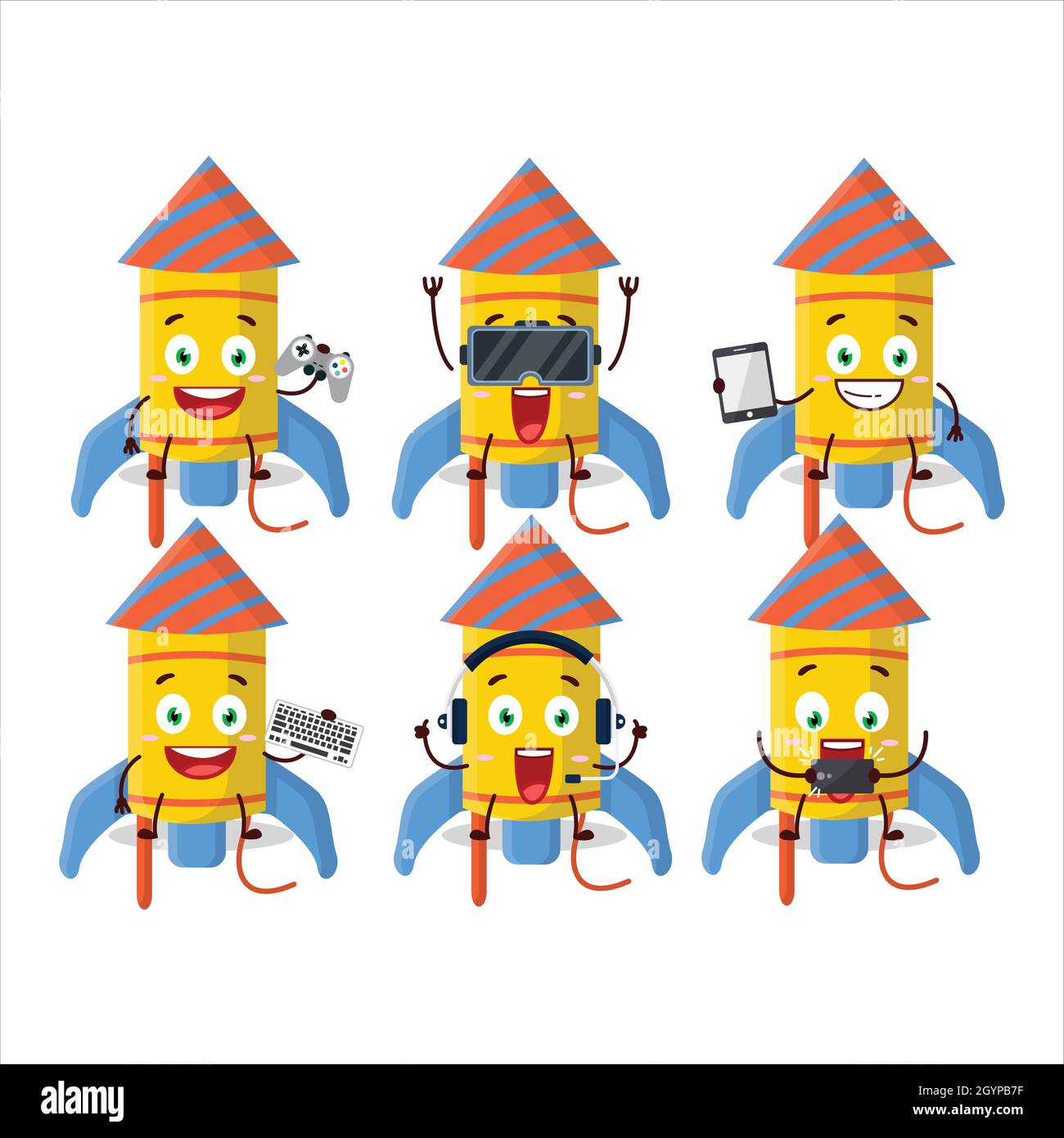 Firework rocket festival cartoon character are playing games with ...